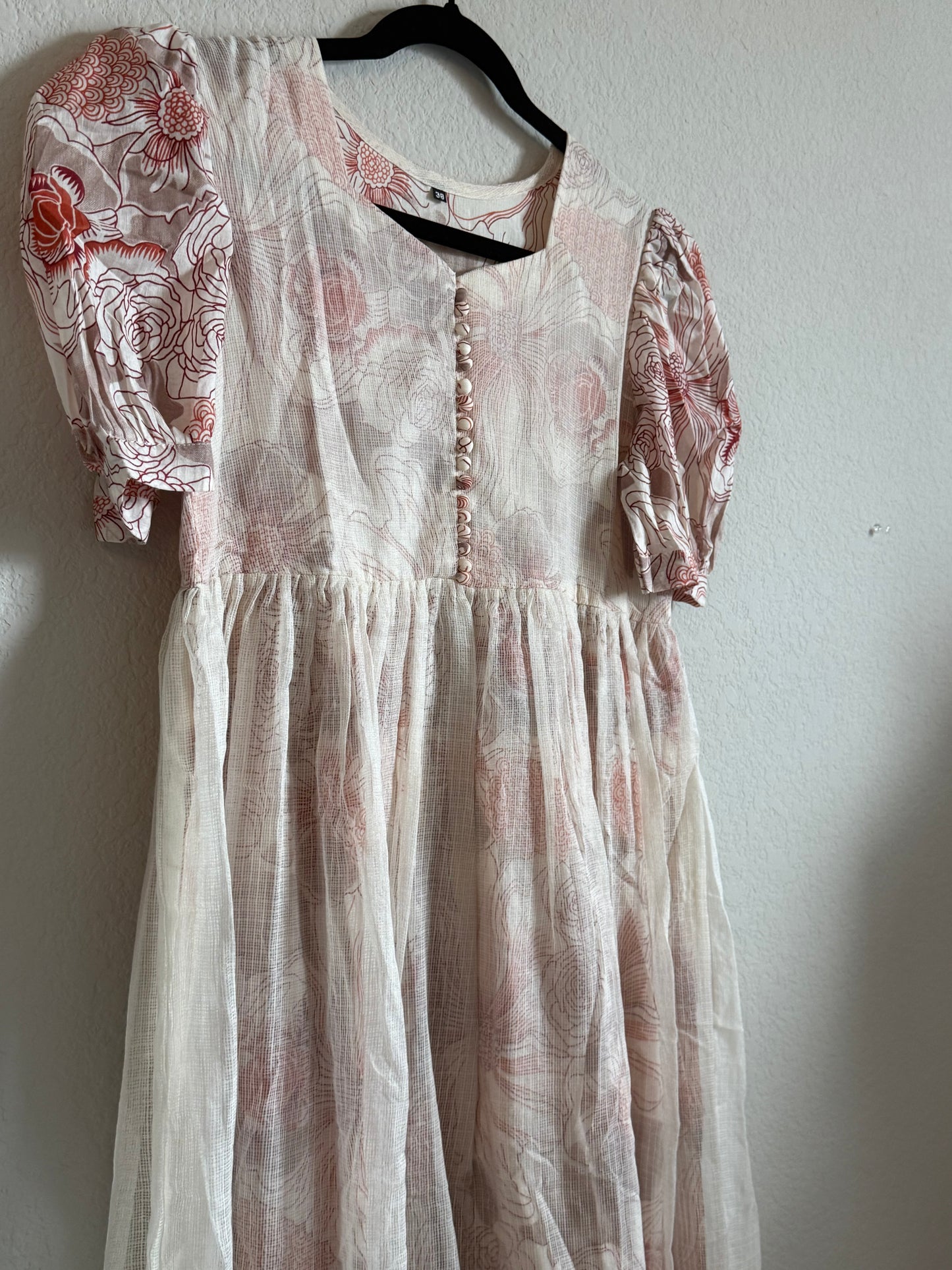 Half white Floral Kota Frock