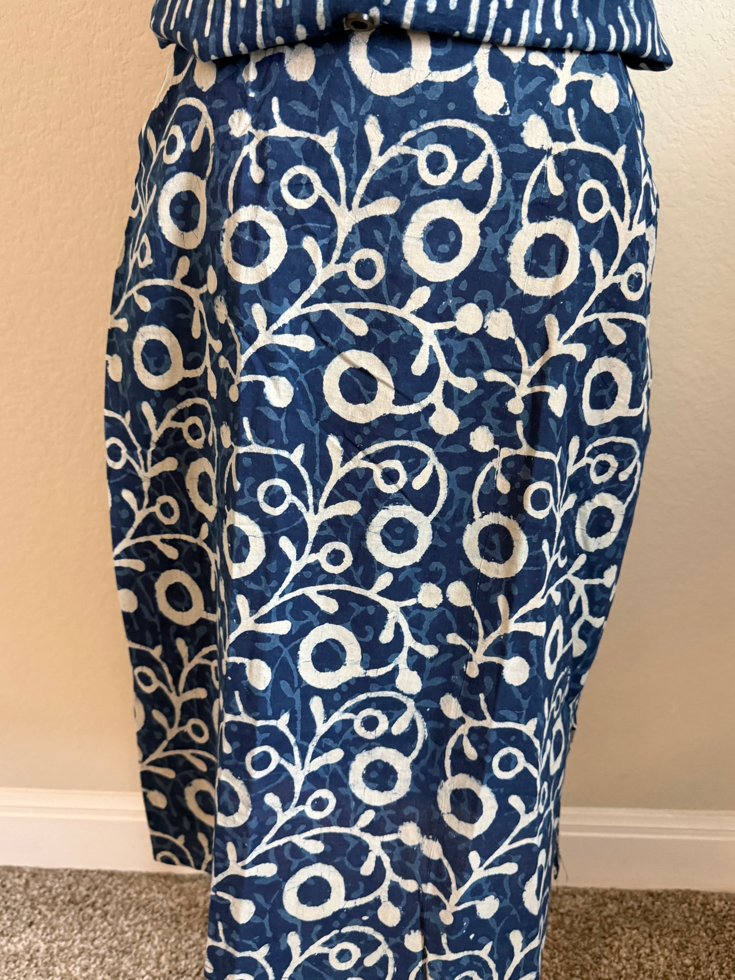 Indigo Blue Cotton Top with Indigo Skirt