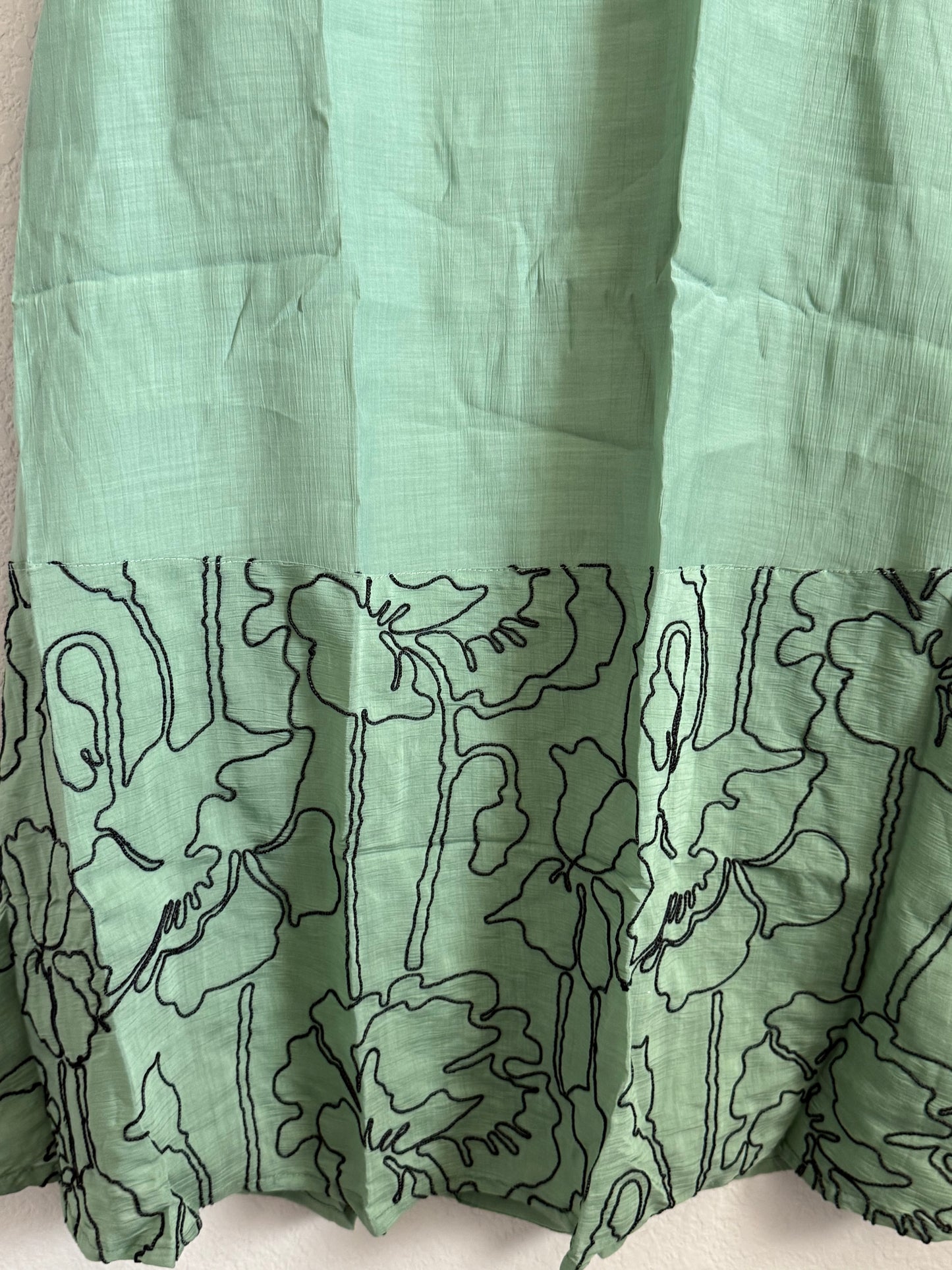 Green Mul Chanderi Sleeveless A-line Dress