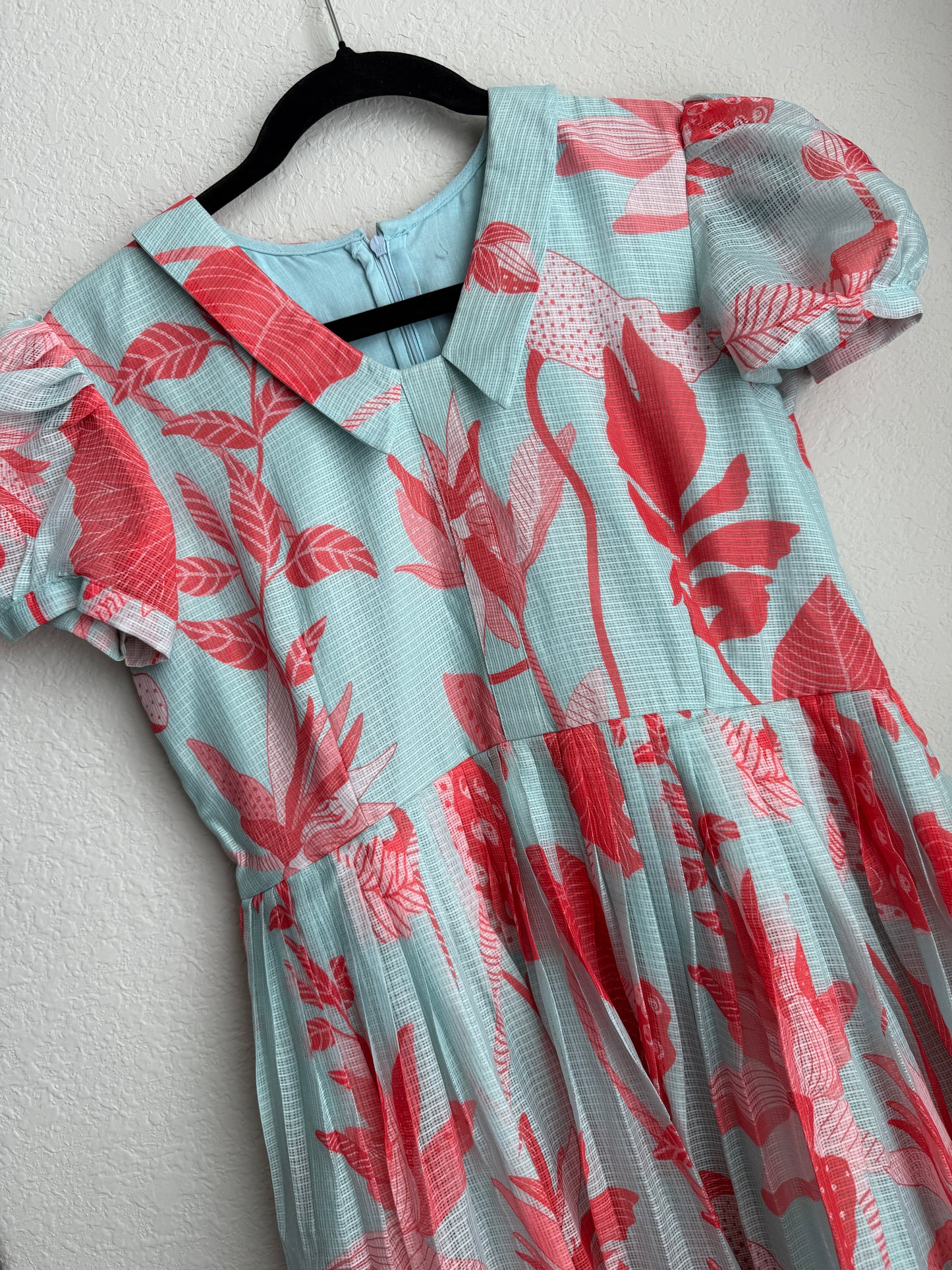 Sky blue floral kota midi dress