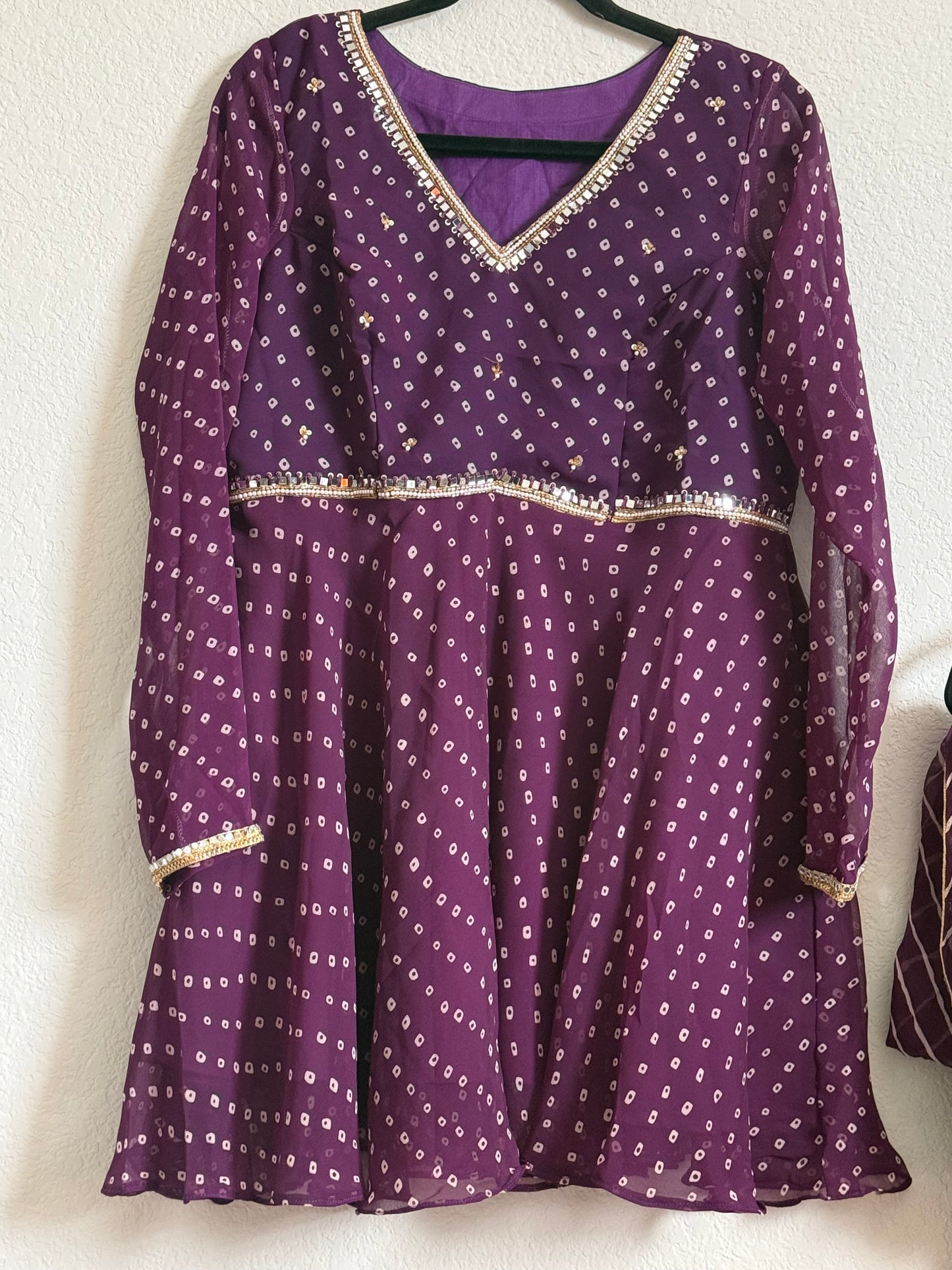 Purple Bandhini Handwork Sharara Set