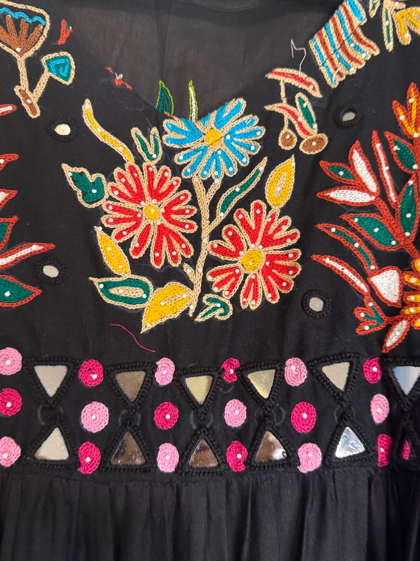 Black Handwork Mirror Work Heavy Flared Anarkali Long Dress