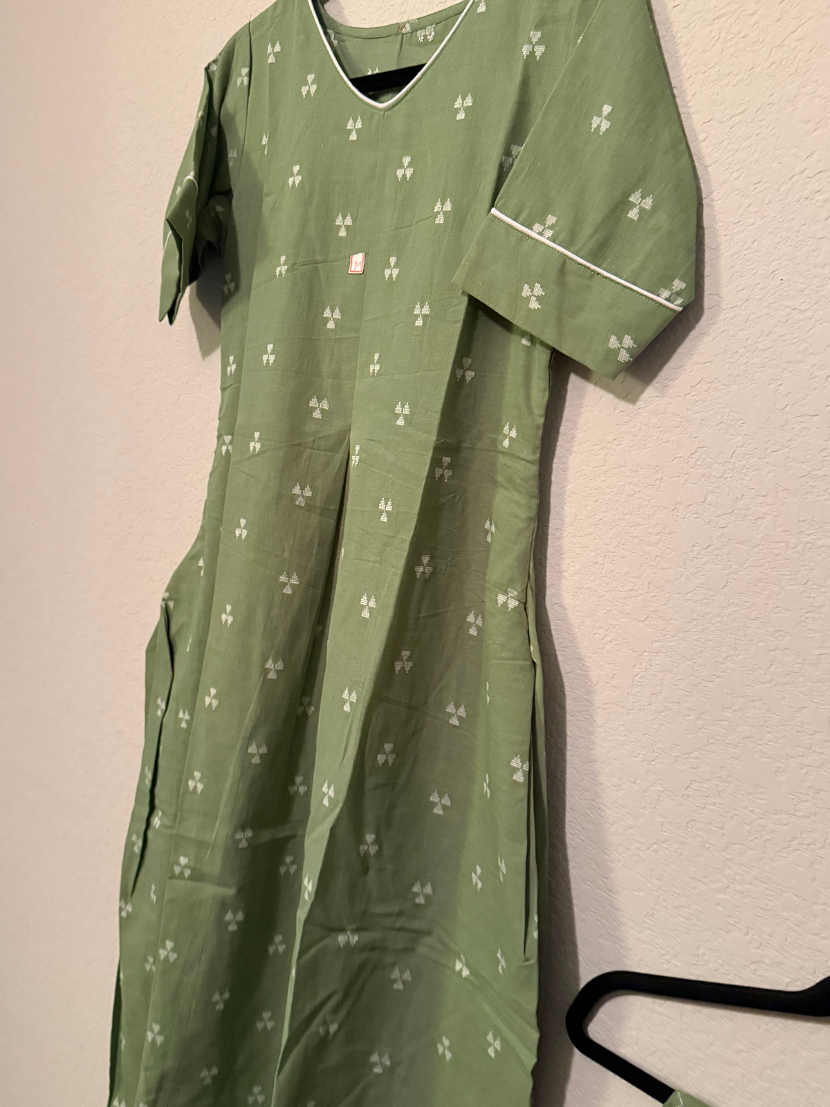 Green Cotton A-line Customized Coord Set