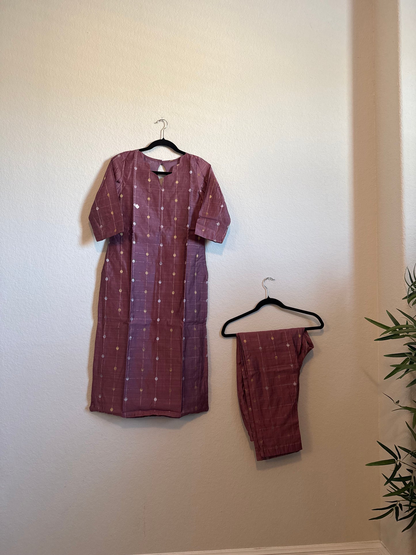Mauve Raw Silk Customized Festive Coord Set