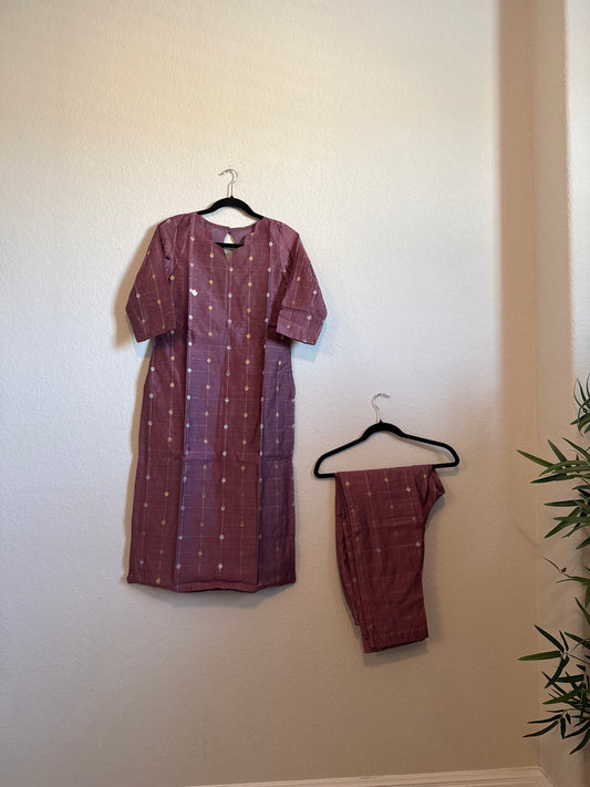 Mauve Raw Silk Customized Festive Coord Set