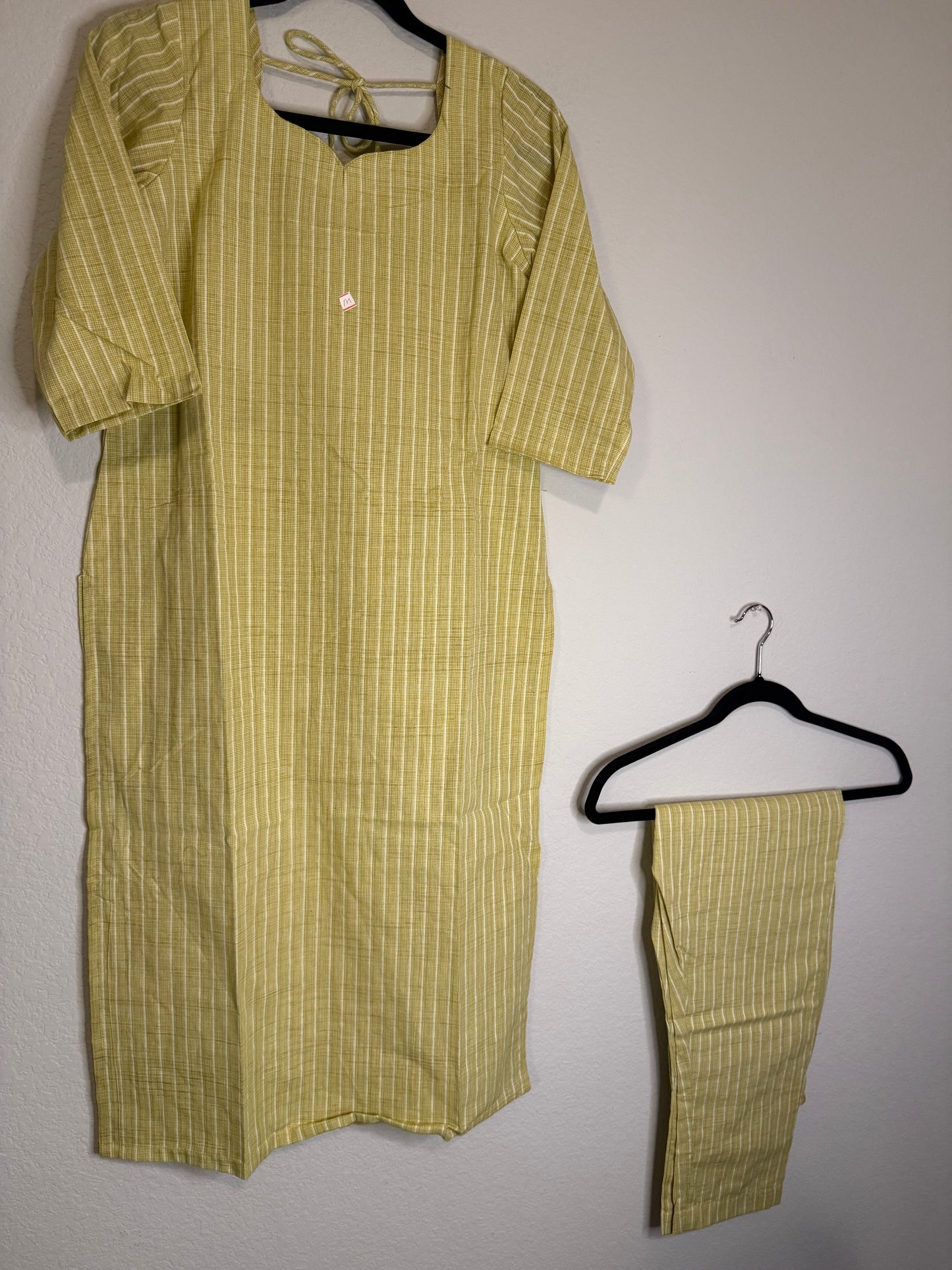 Green Cotton Straight Cut Customized Coord Set