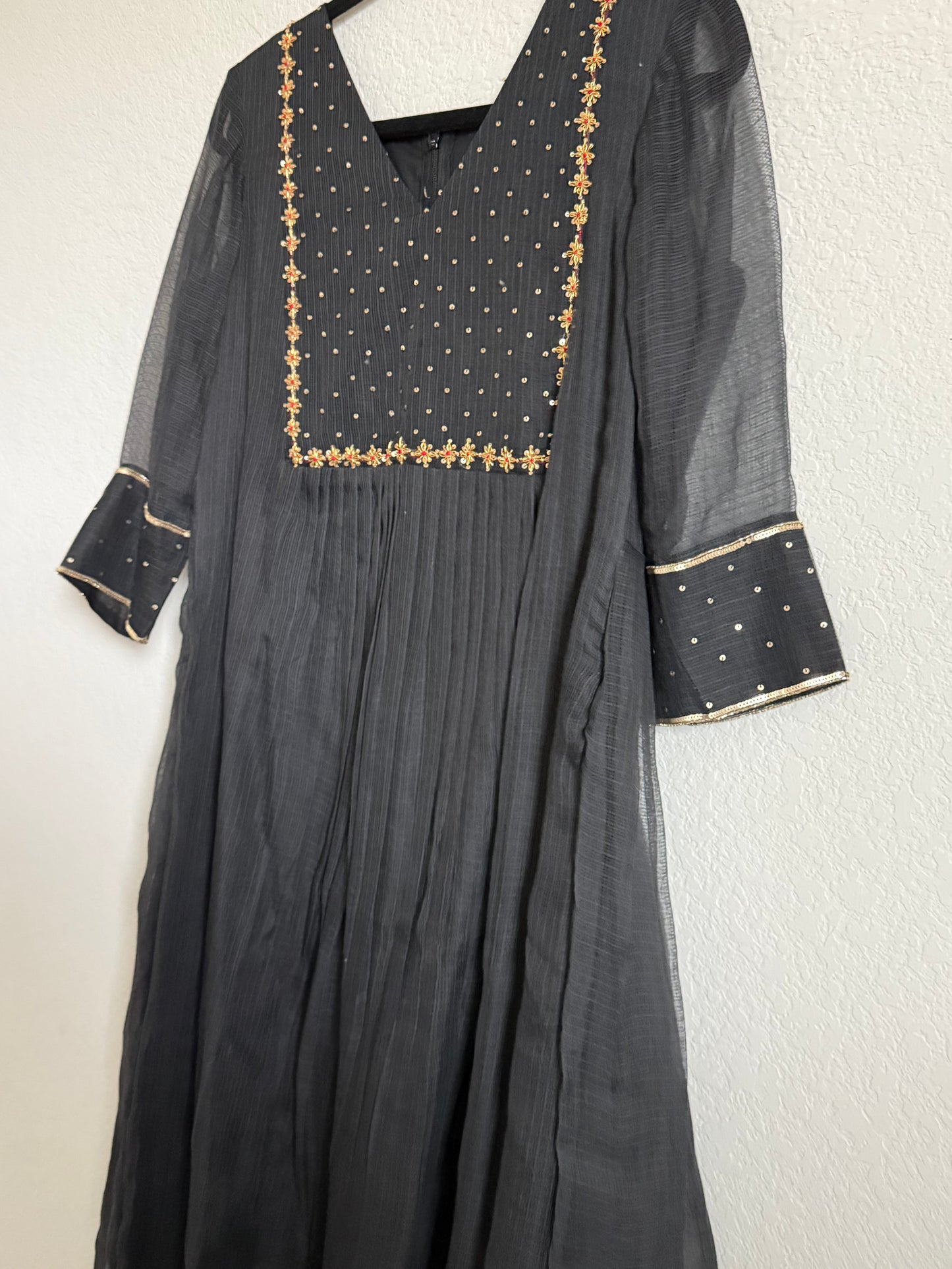 Black Kota Maggam Work Dress