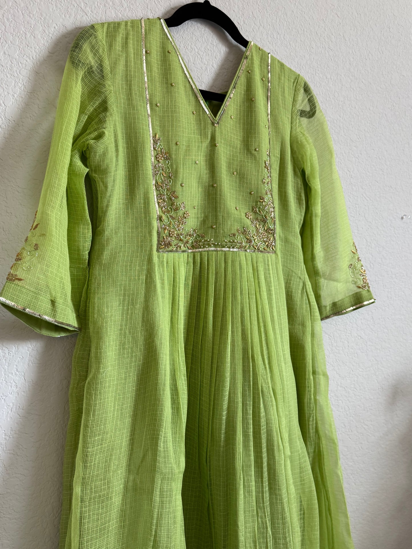 Green Kota Maggam Work Dress