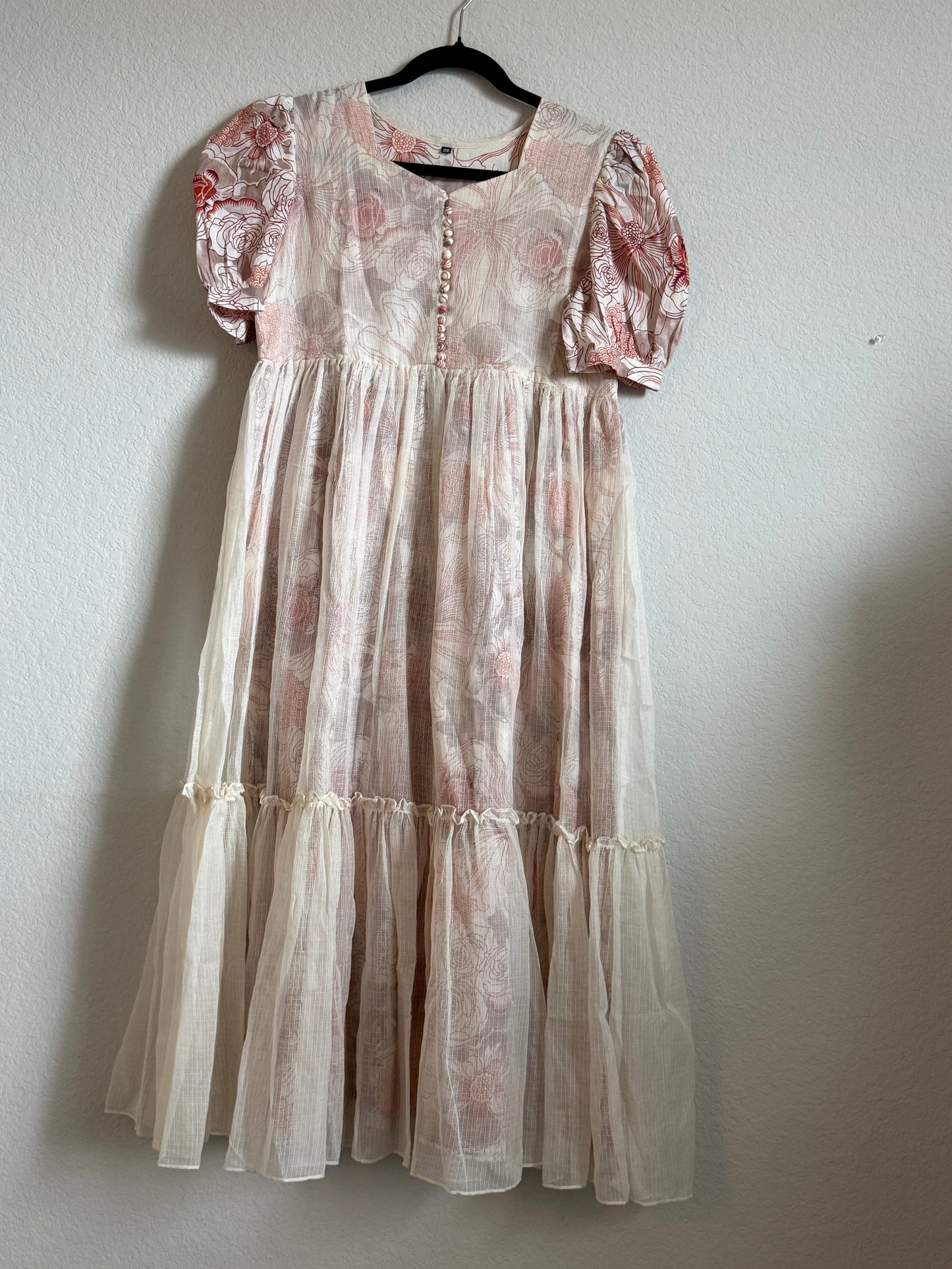 Half white Floral Kota Frock