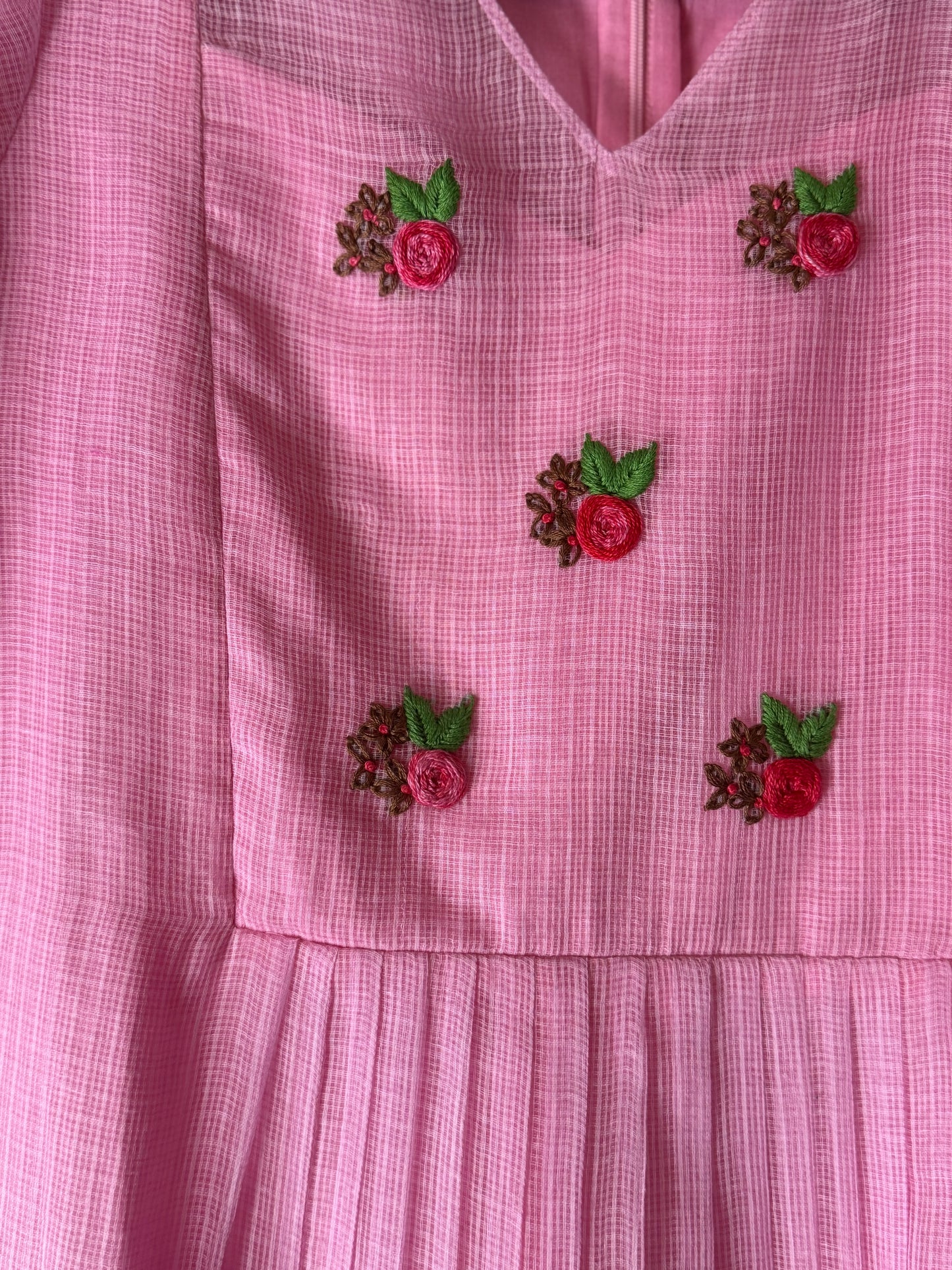 Light Pink Kota Embroidered Dress