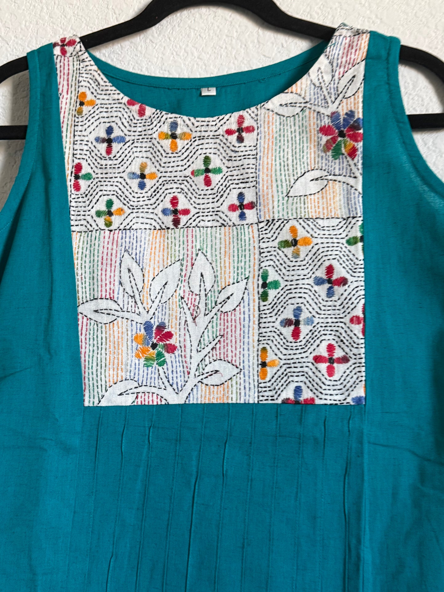 Blue Cotton Sleeveless Short Top - Design 2