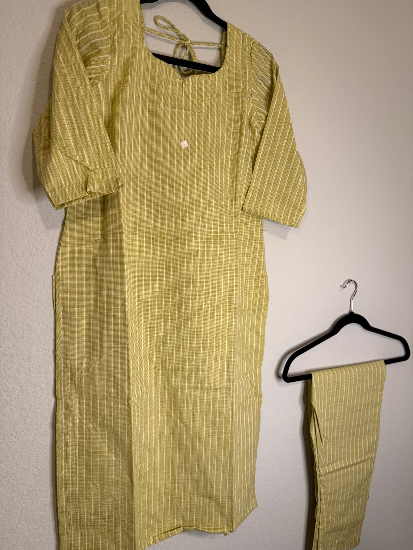 Green Cotton Straight Cut Customized Coord Set
