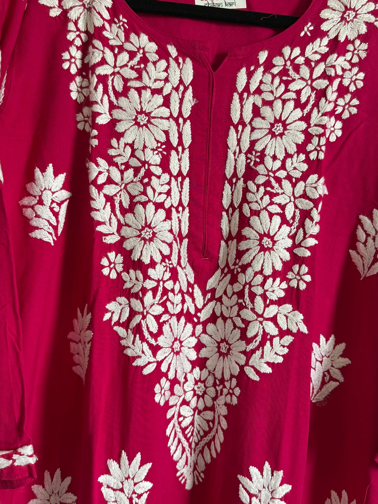 Pink Rayon Chikankari Coord Set - Top with Palazzo