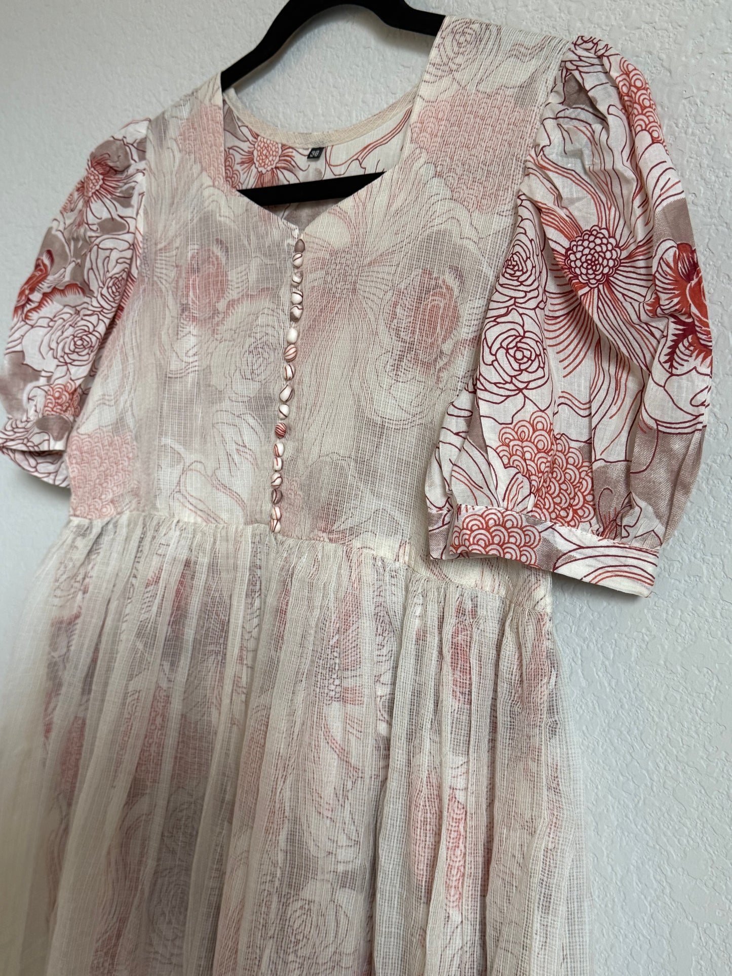 Half white Floral Kota Frock