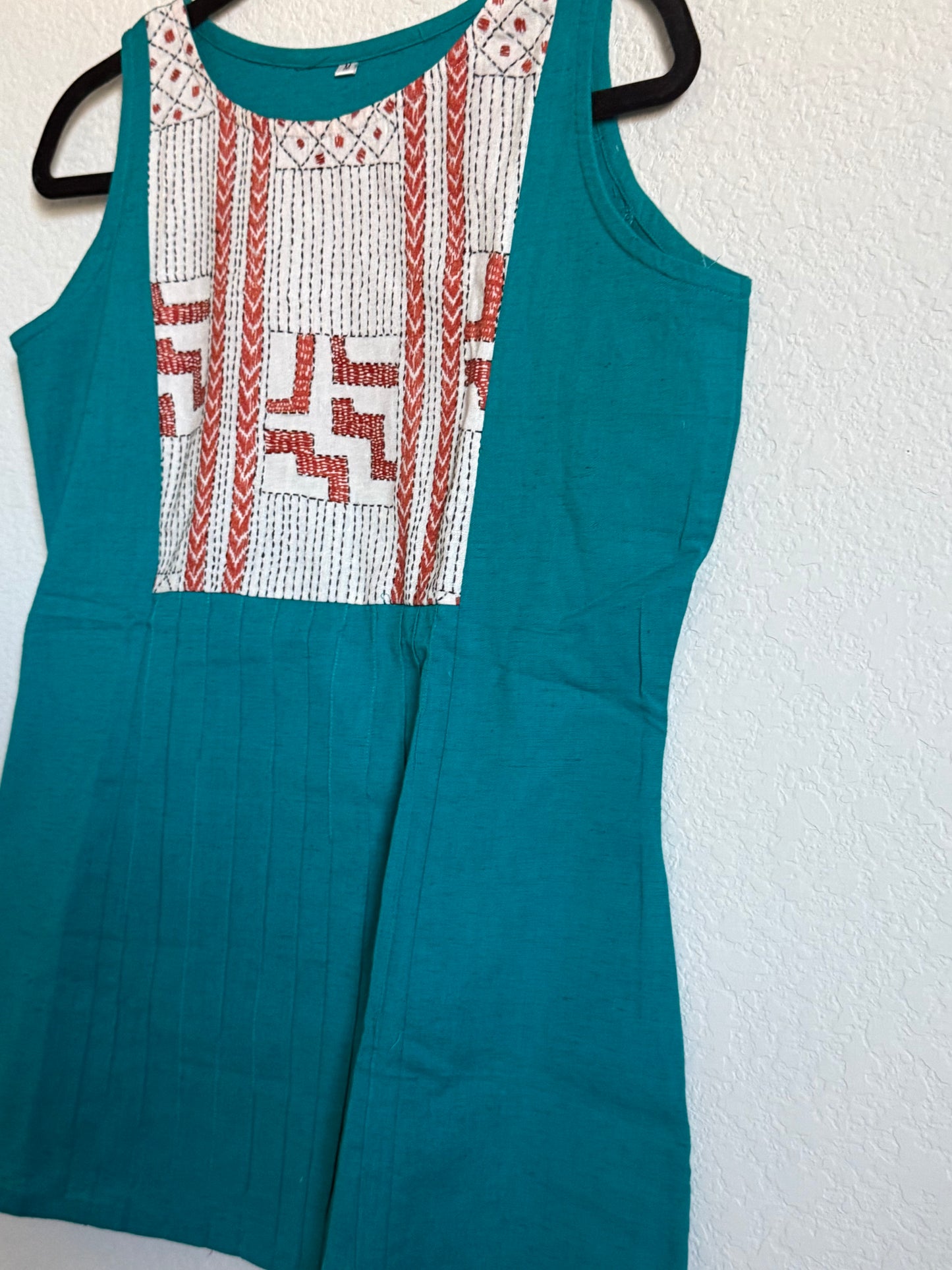 Blue Cotton Sleeveless Short Top - Design 1
