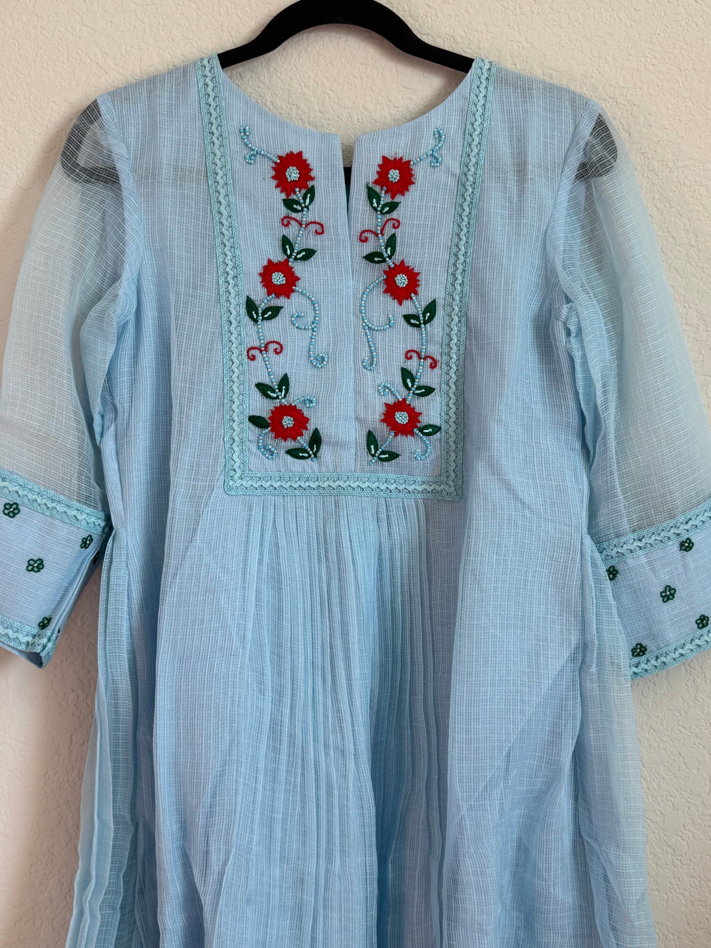 Powder Blue Kota Maggam Work Dress