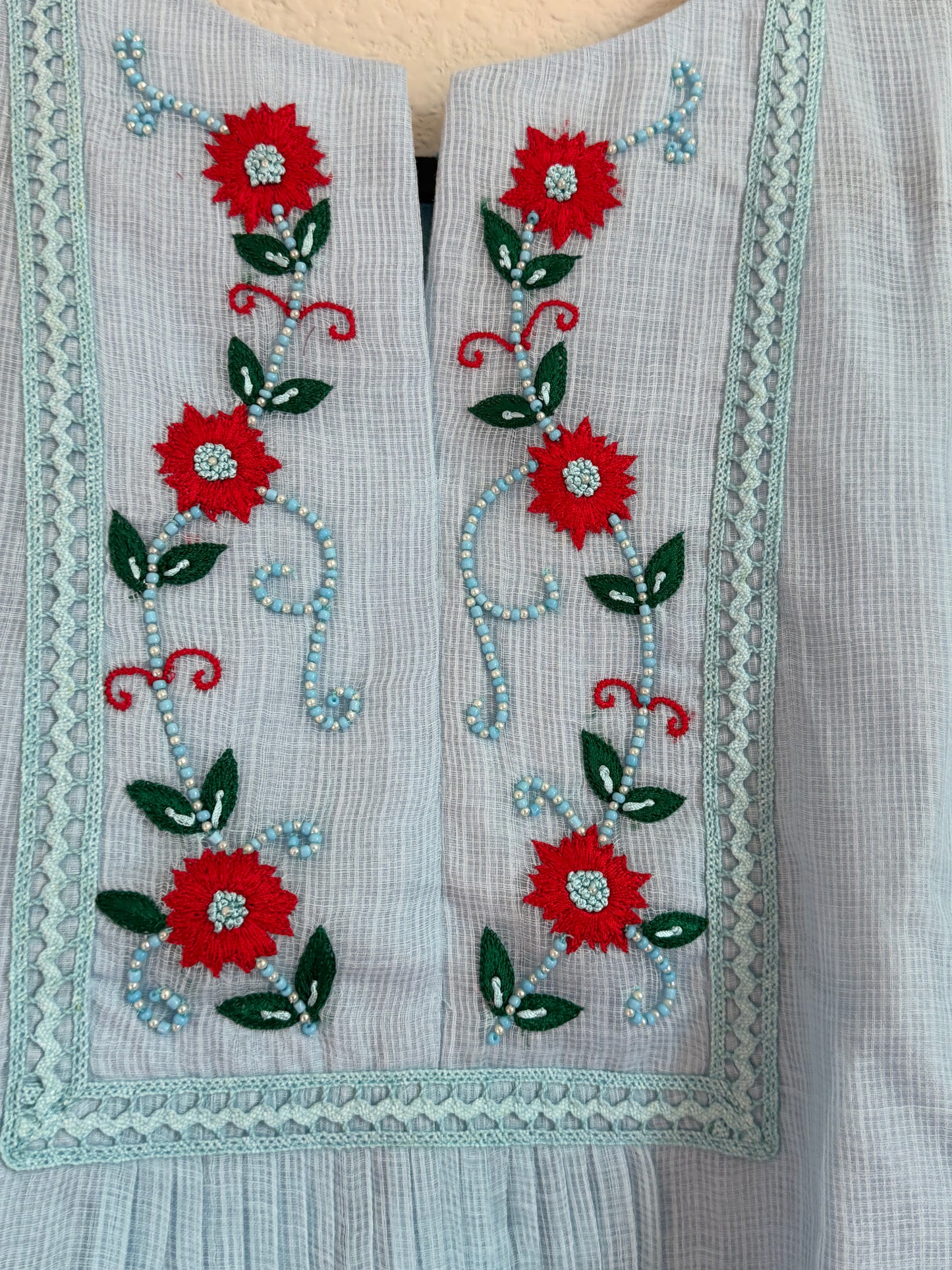 Powder Blue Kota Maggam Work Dress