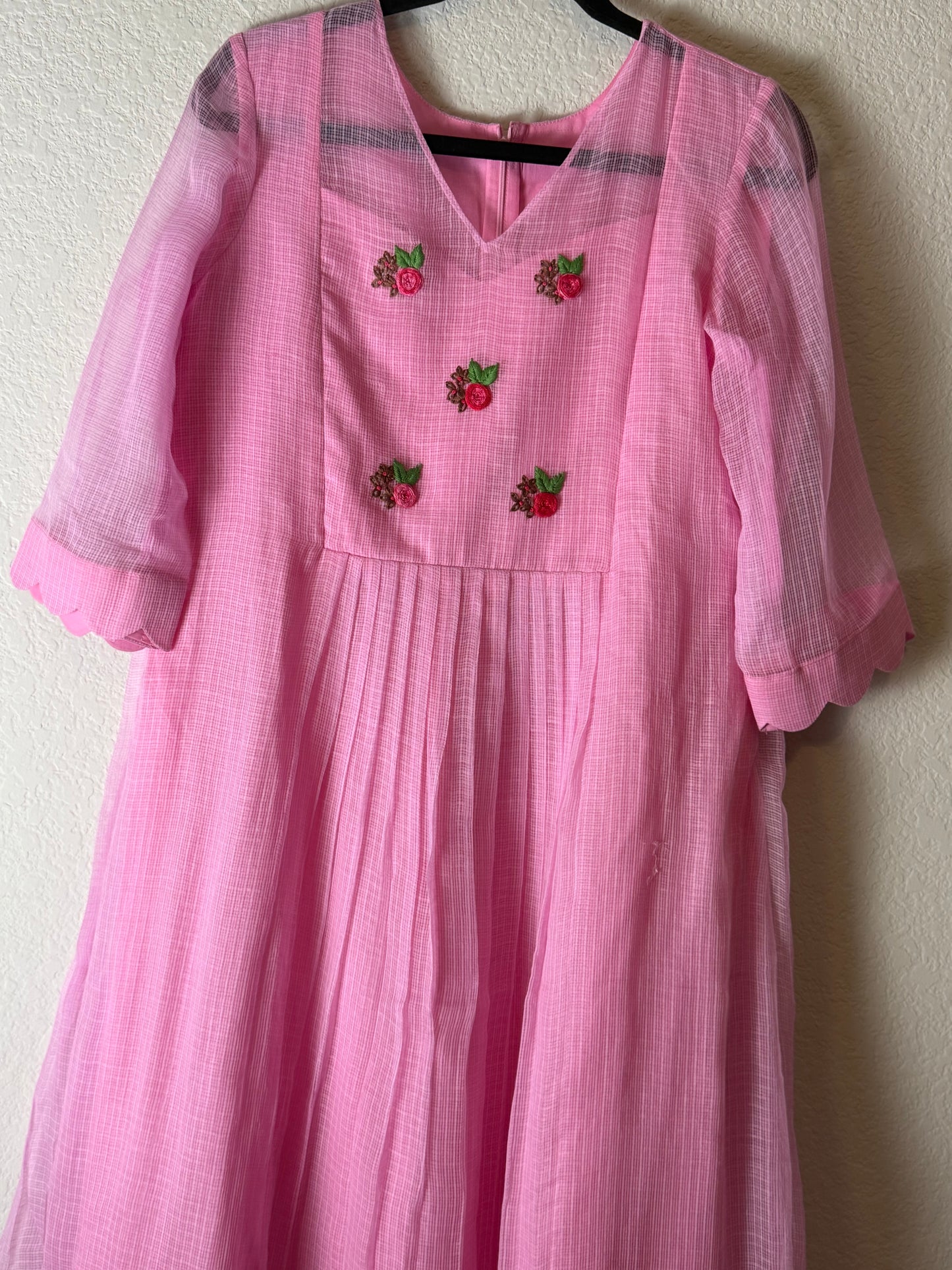 Light Pink Kota Embroidered Dress