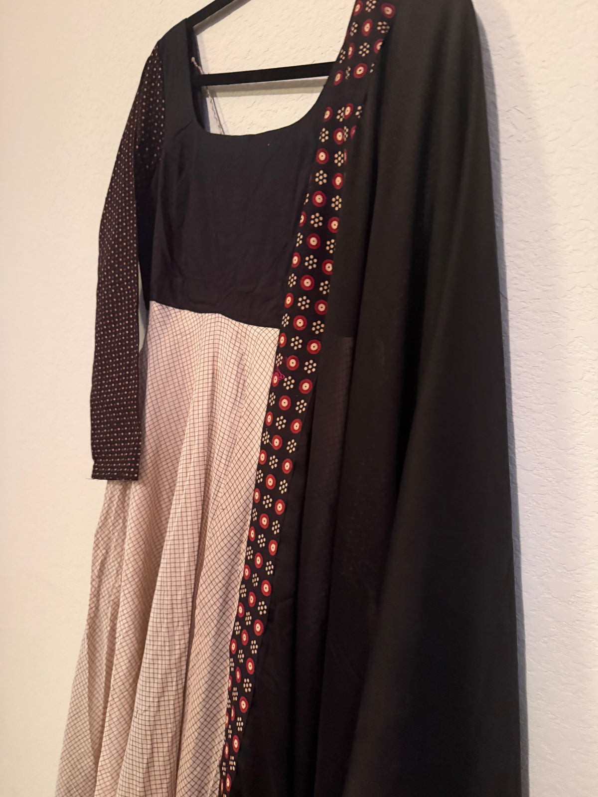Premium Black Cotton Anarkali Set - Top and Dupatta