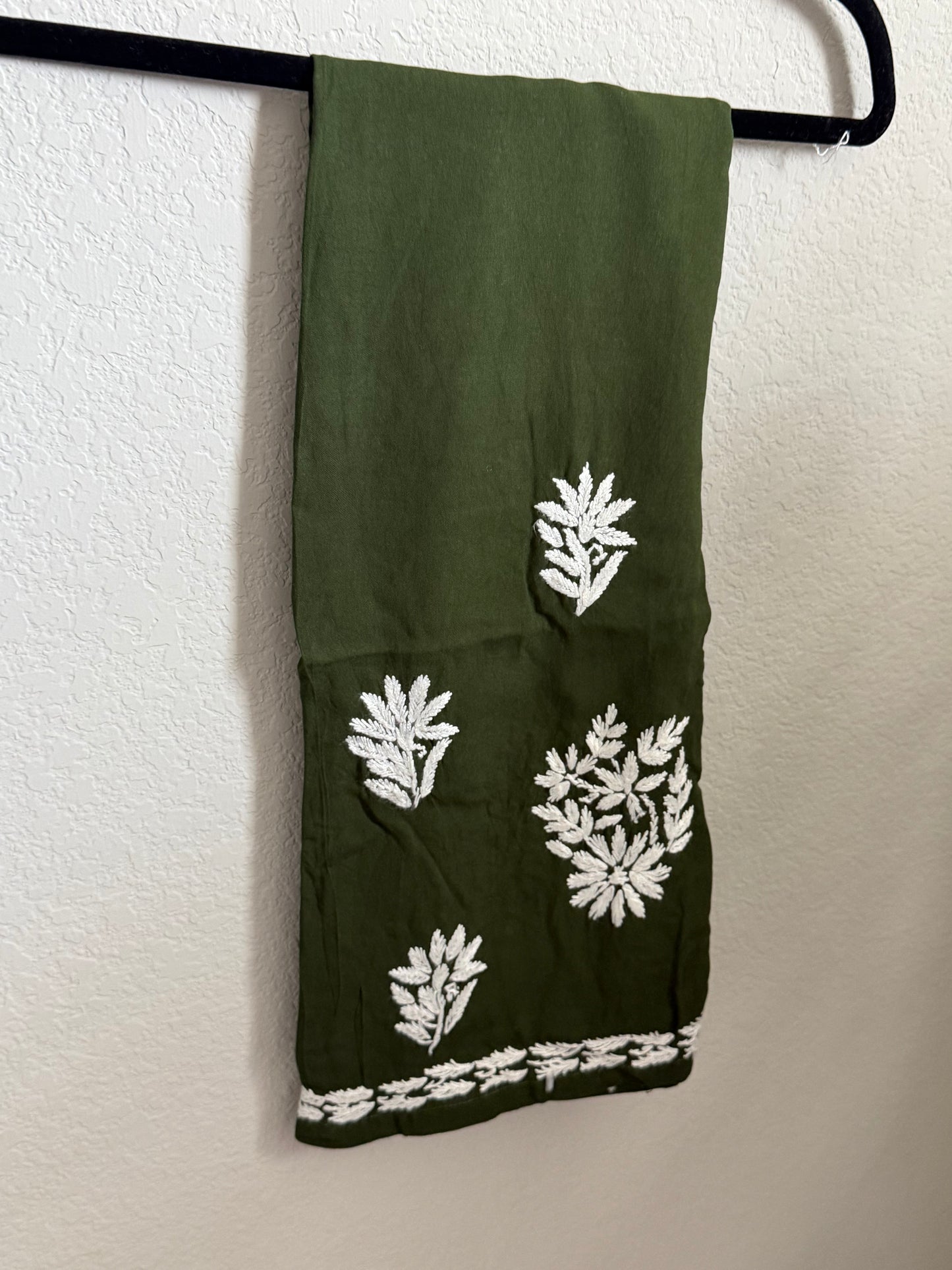 Bottle Green Rayon Chikankari Coord Set - Top with Palazzo