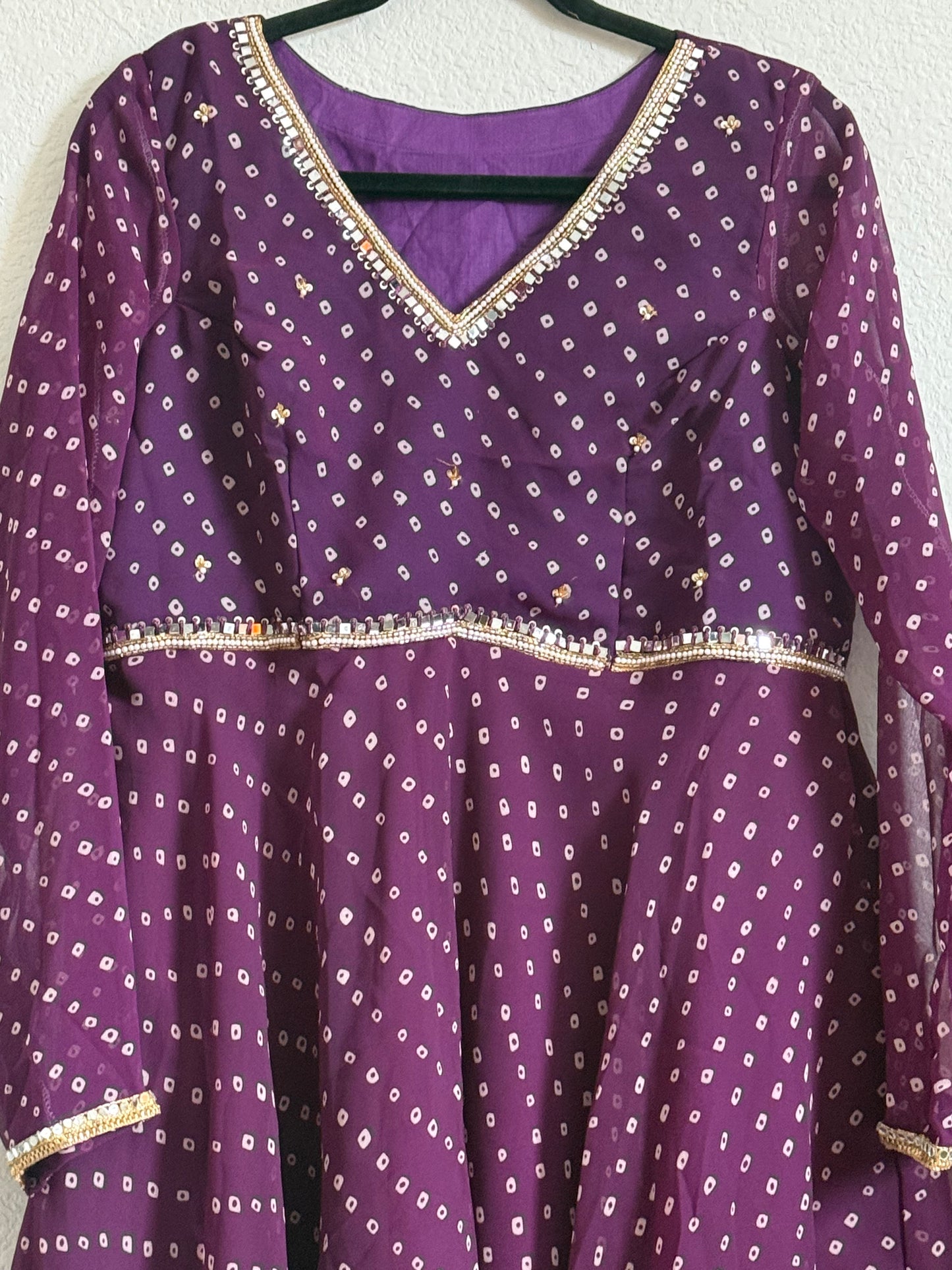 Purple Bandhini Handwork Sharara Set
