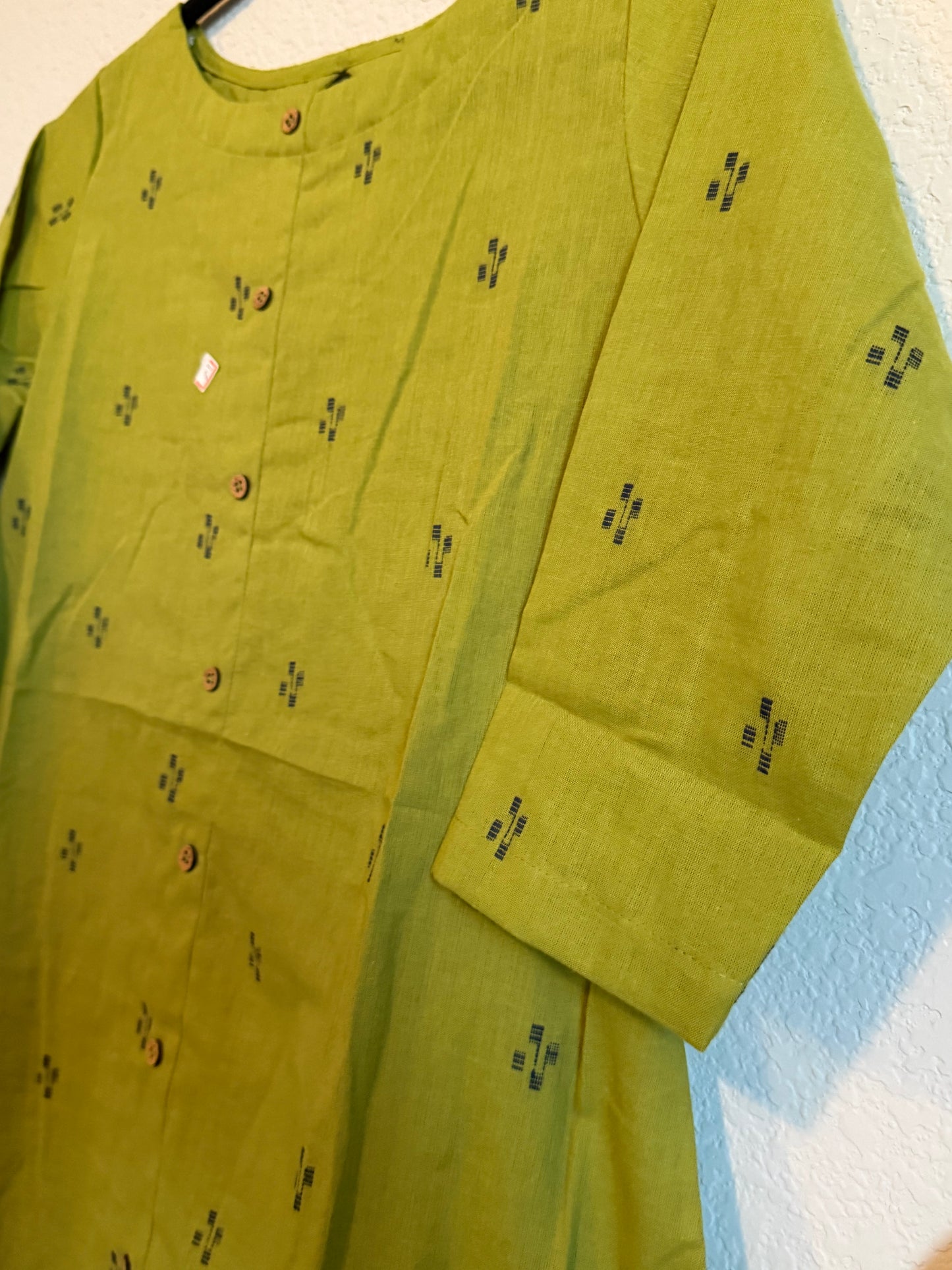 Green Cotton A-line Customized Coord Set