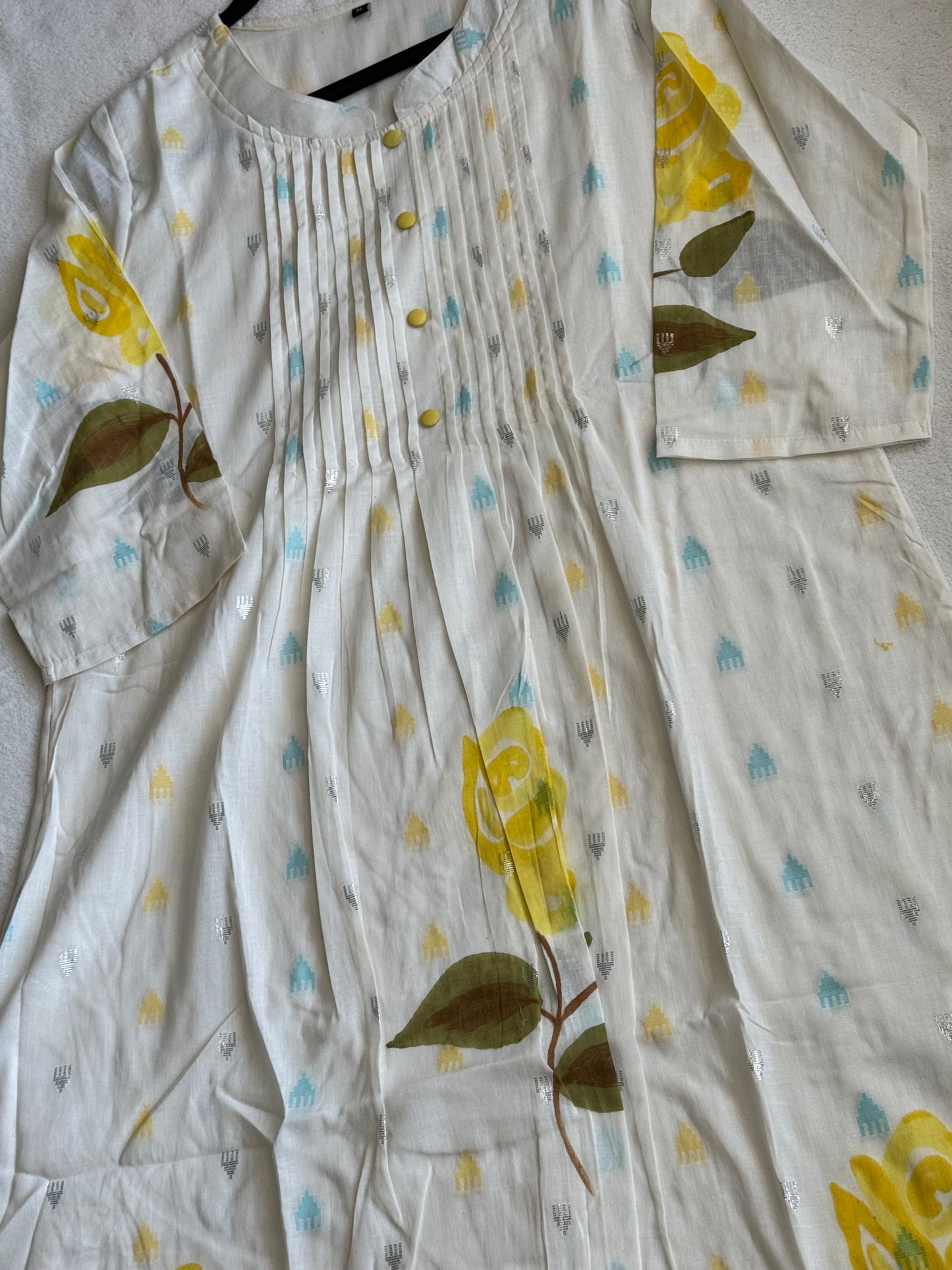 Pure cotton handpainted kurti and pant set