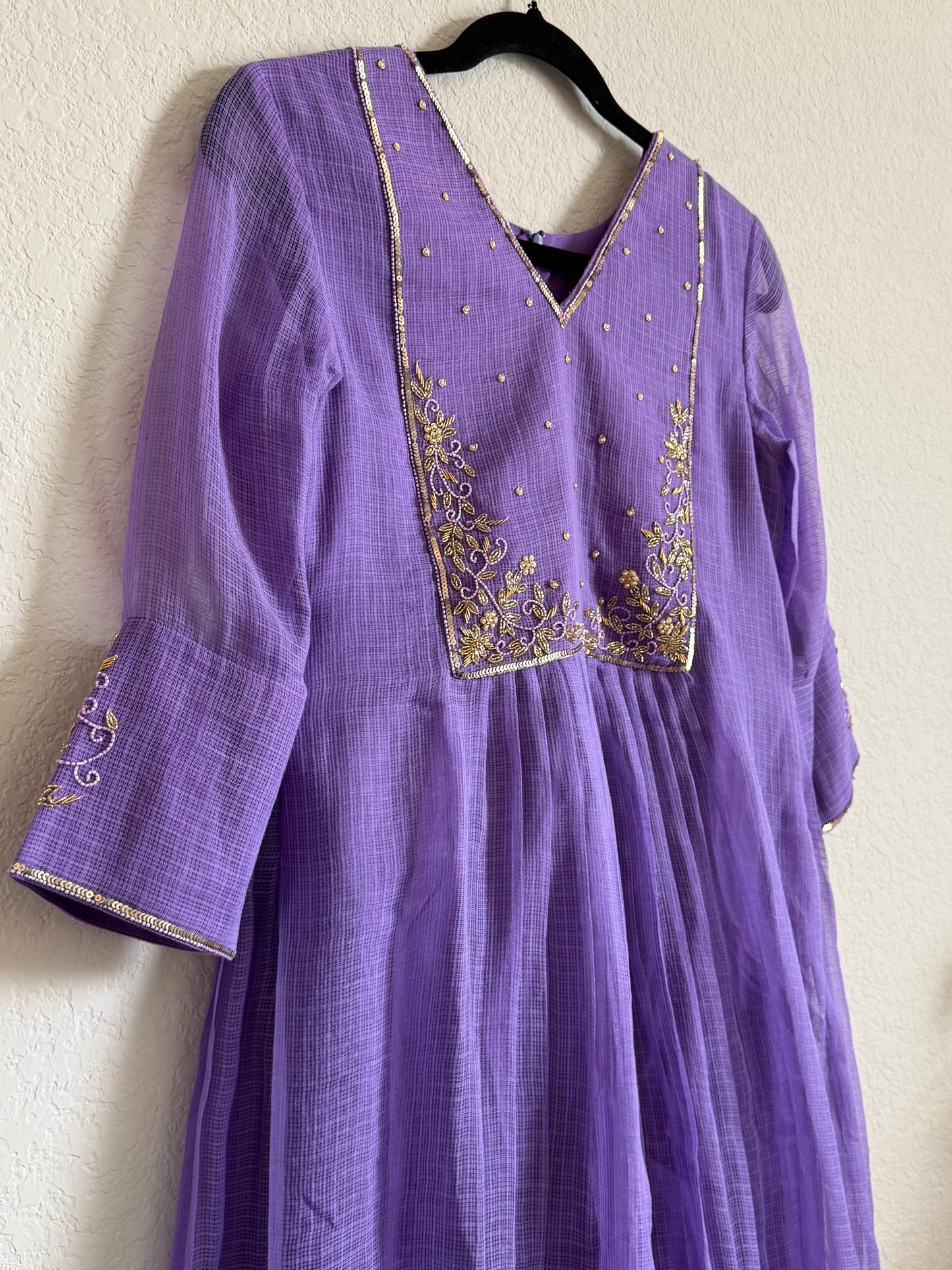 Lavendar Kota Maggam Work Dress
