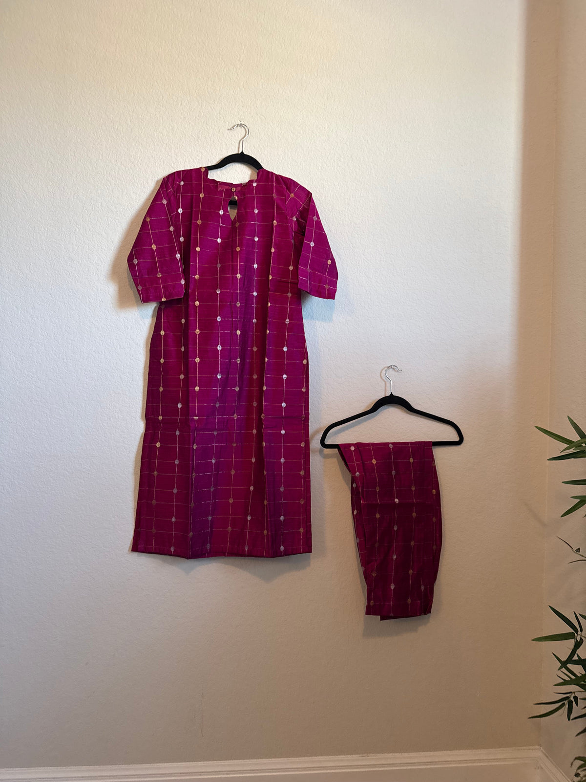 Pink Raw Silk Customized Festive Coord Set
