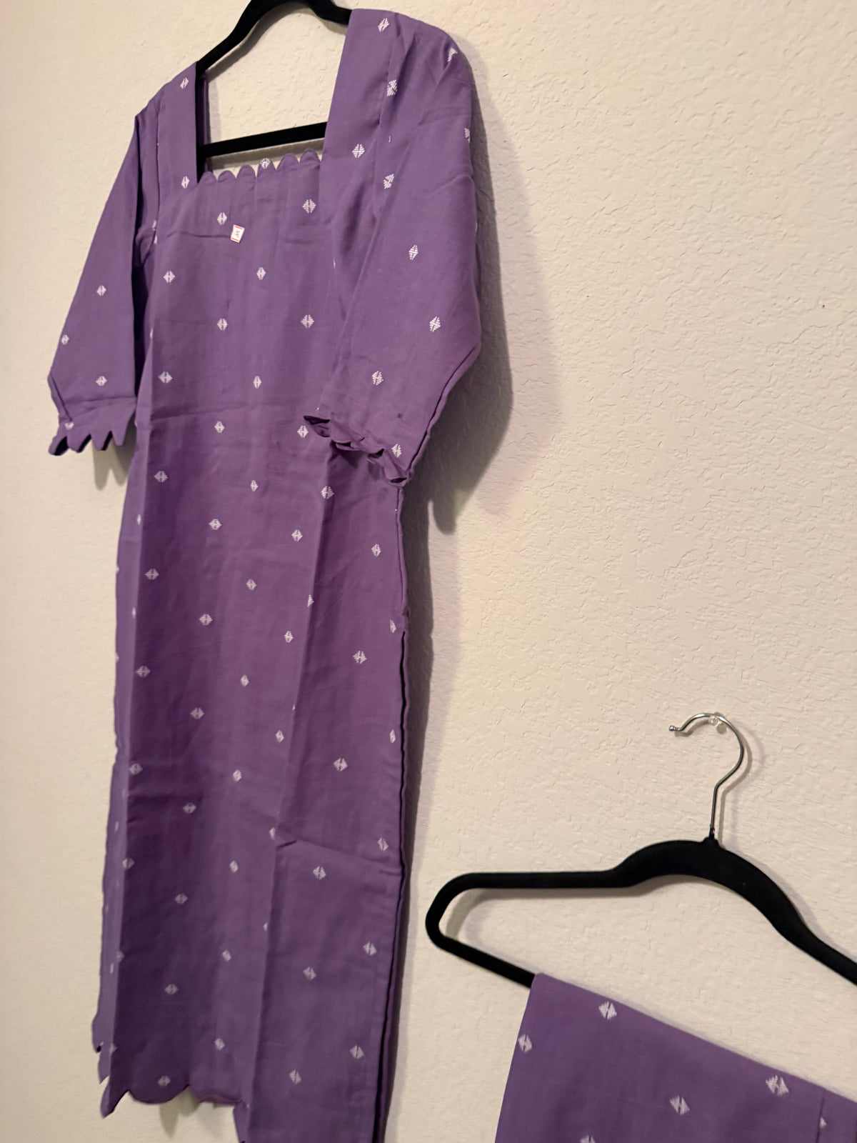Lilac Cotton Straight Cut Customized Coord Set