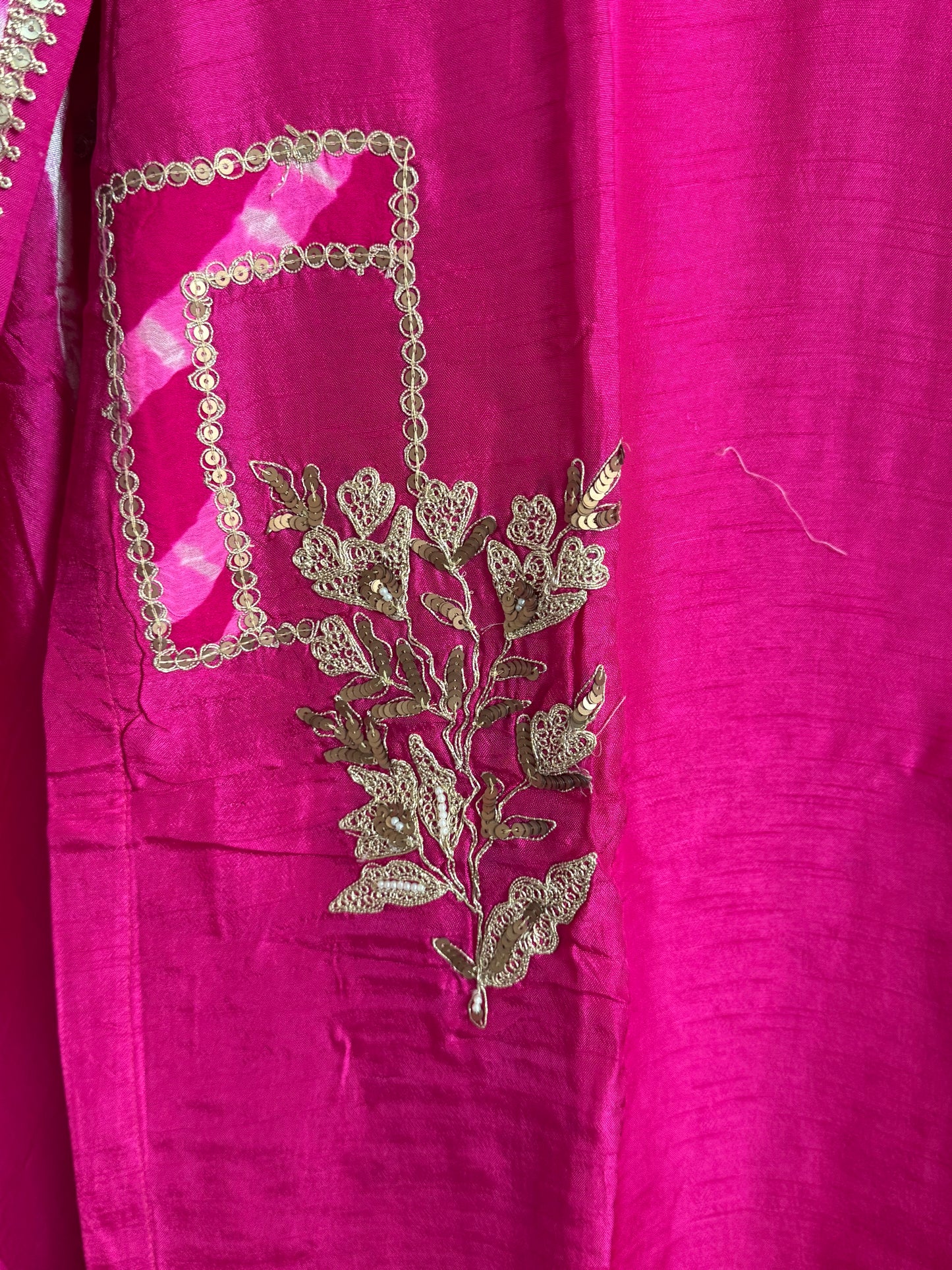 Pink Dola Silk Heavy Work Straight Cut Kurti Set with Leheriya Dupatta