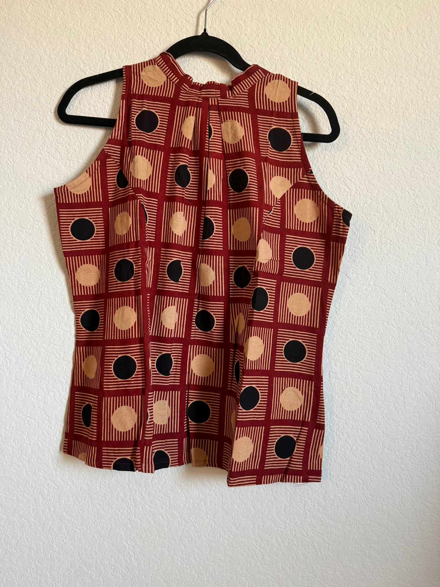 Maroon Cotton Sleeveless Halter Neck Short Top