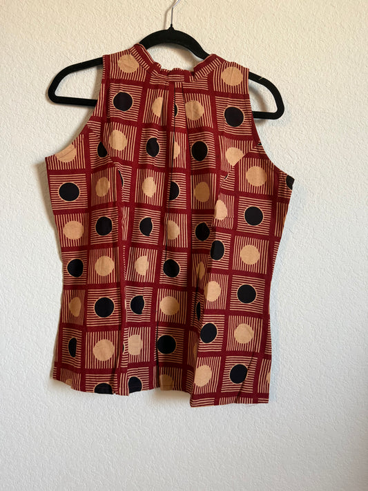 Maroon Cotton Sleeveless Halter Neck Short Top
