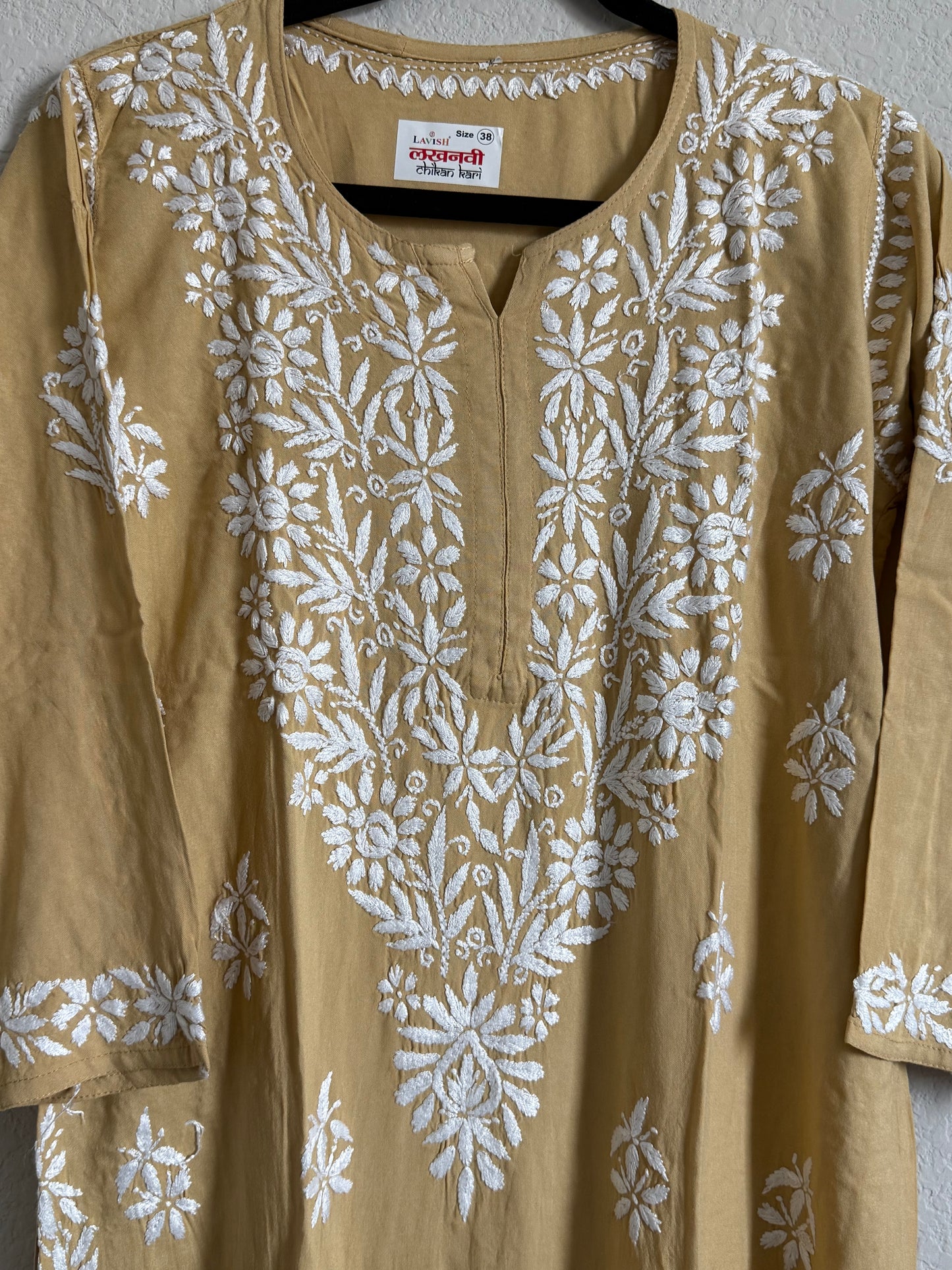 Biege Rayon Chikankari Coord Set - Top with Palazzo