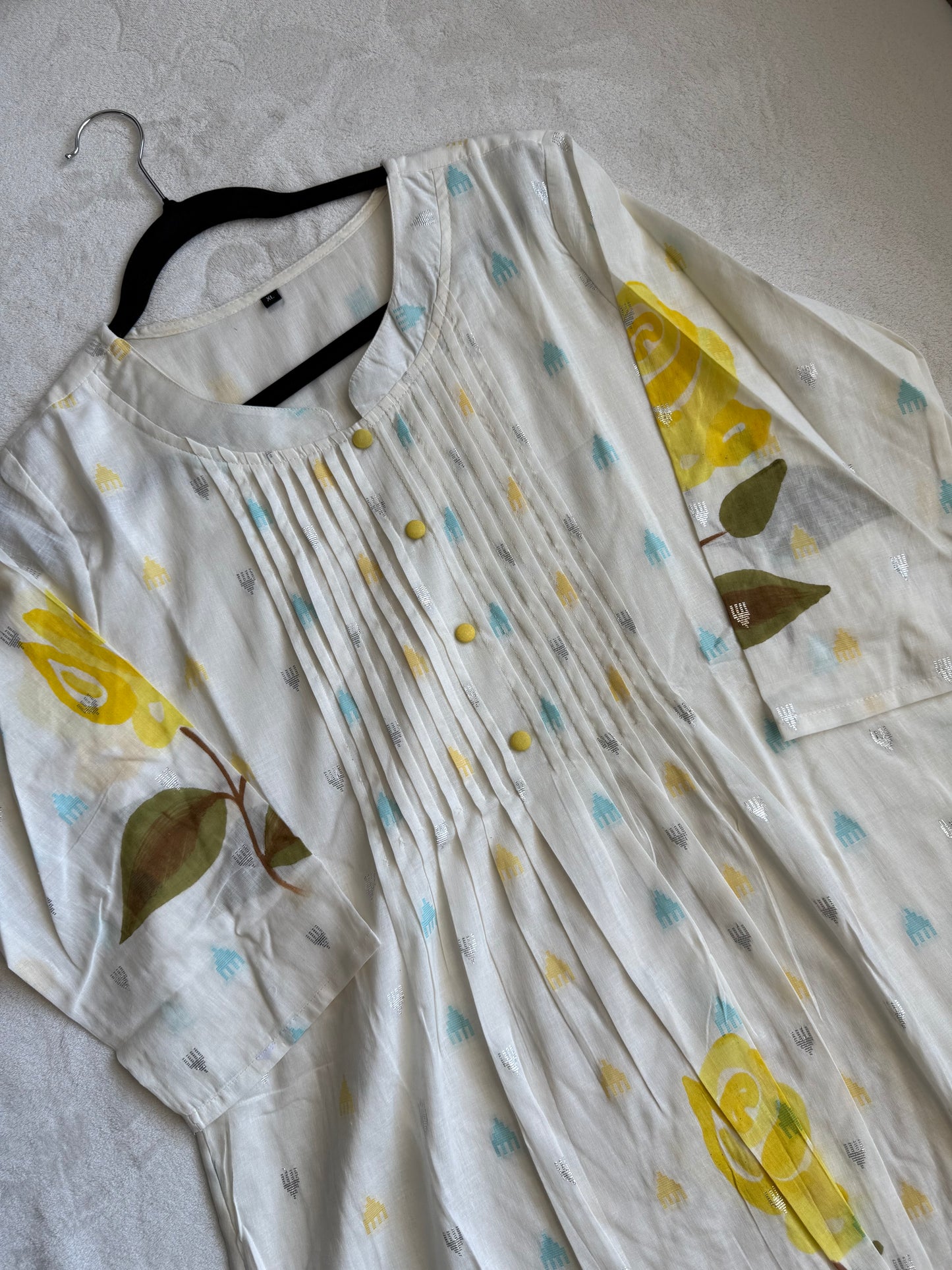 Pure cotton handpainted kurti and pant set