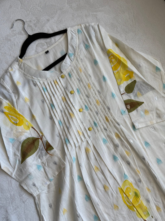 Pure cotton handpainted kurti and pant set