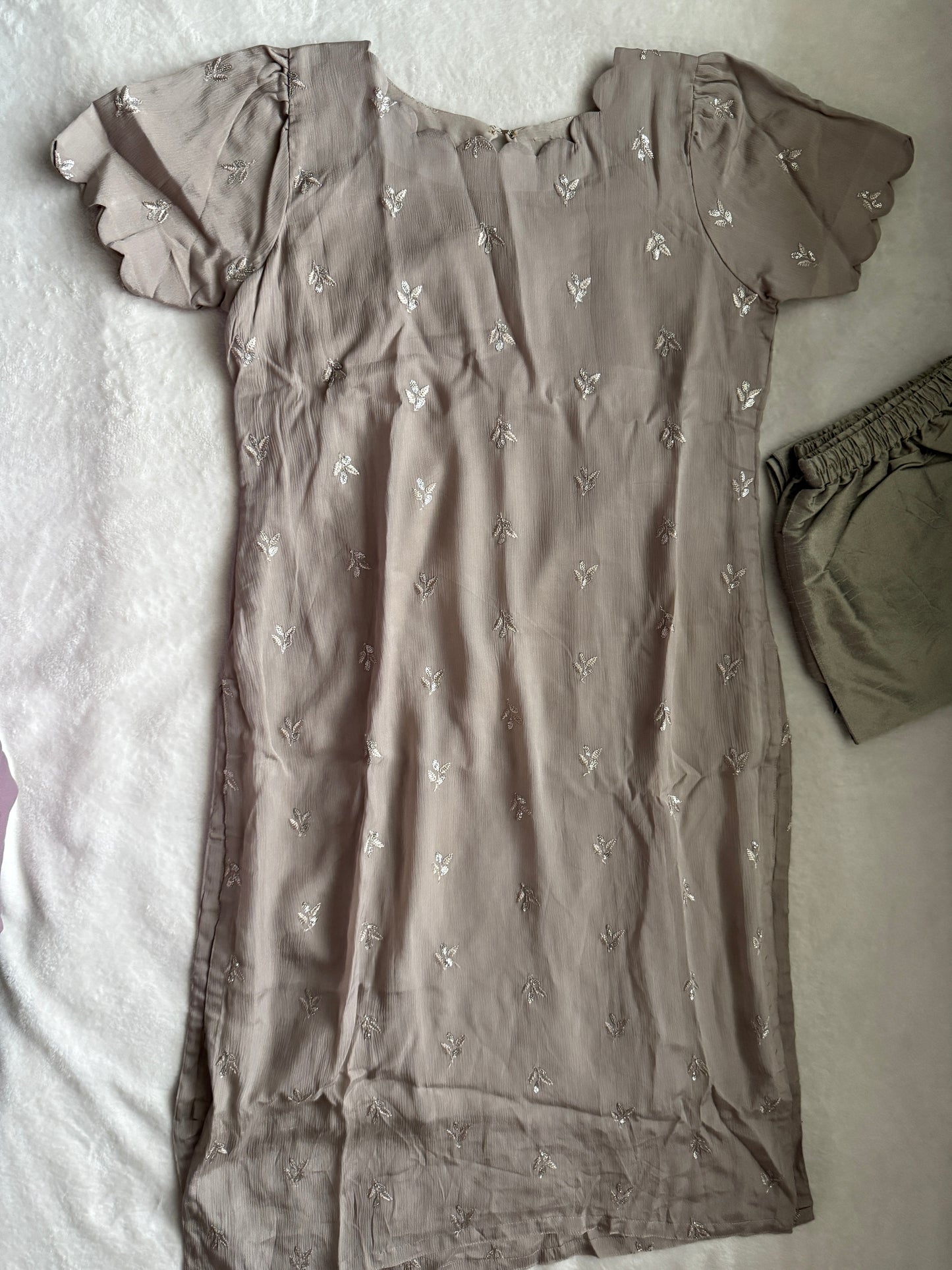 Pastel Gray Customized Coord Set – Designer Kurti with Pant | Elegant Everyday Indian Wear