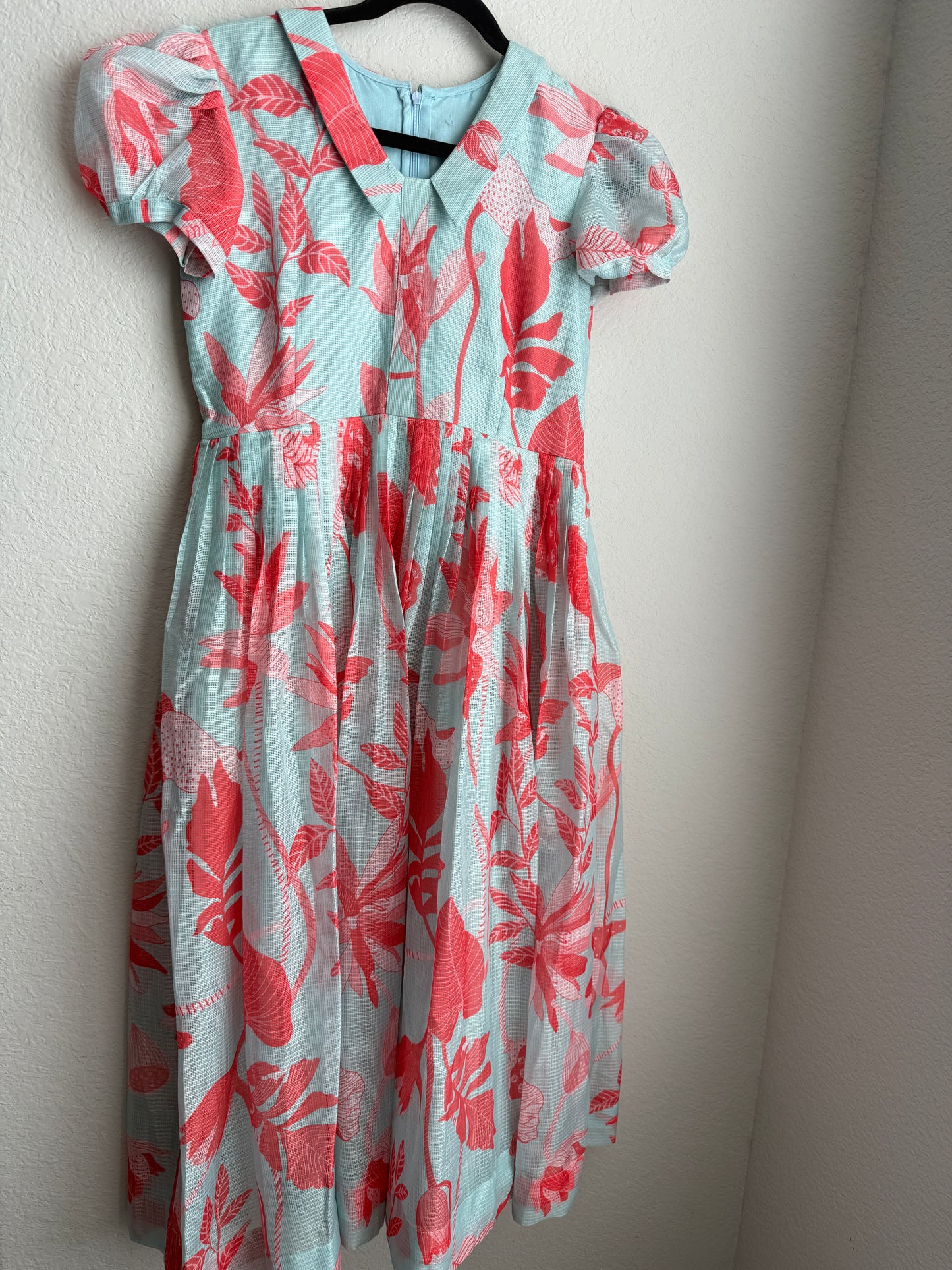 Sky blue floral kota midi dress