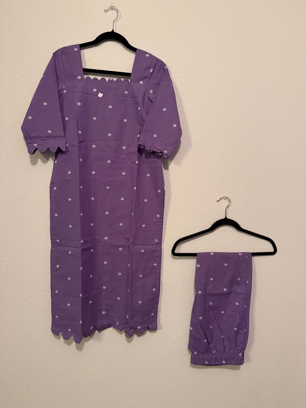 Lilac Cotton Straight Cut Customized Coord Set