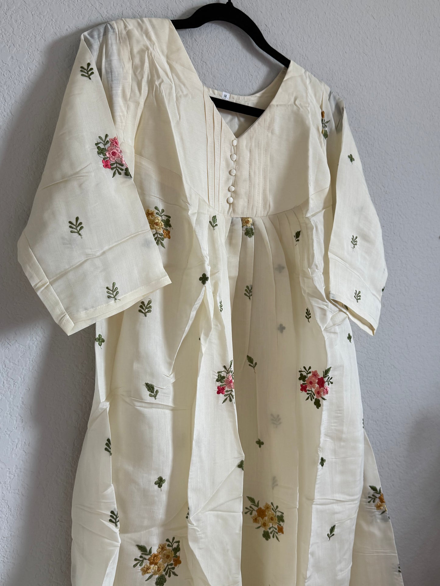 Half White Mul Chanderi A-line Kurti