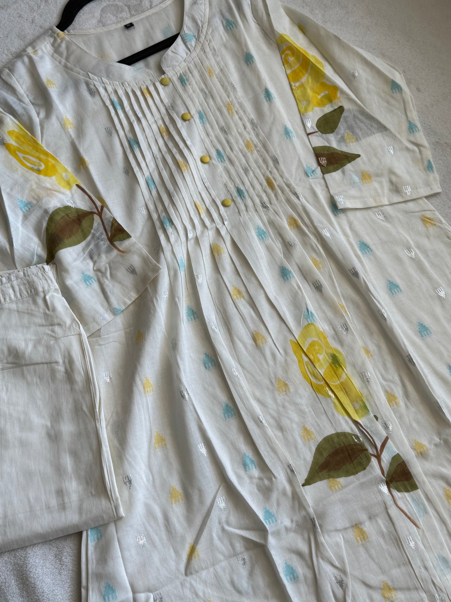 Pure cotton handpainted kurti and pant set