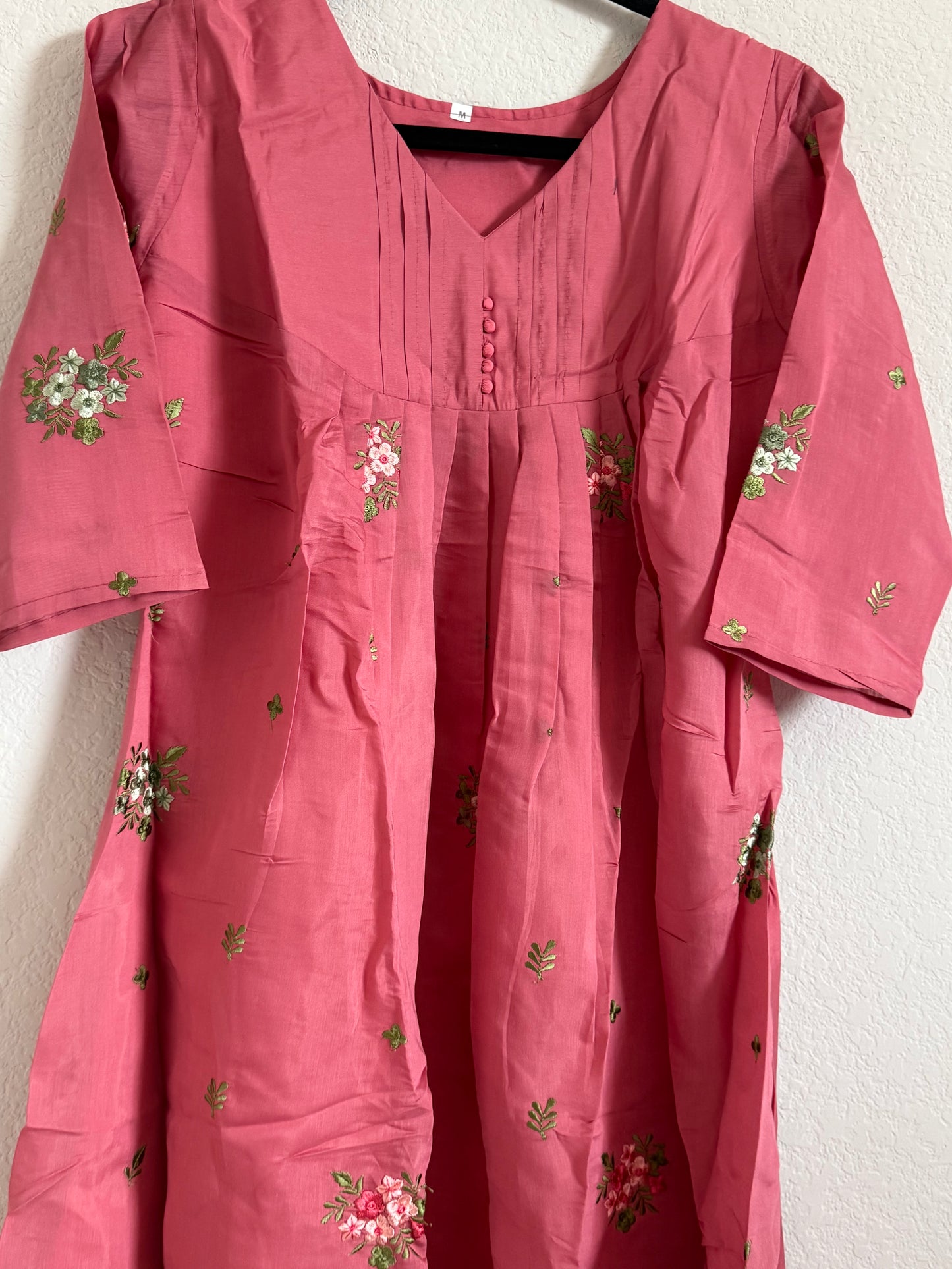 Peach Mul Chanderi A-line Kurti