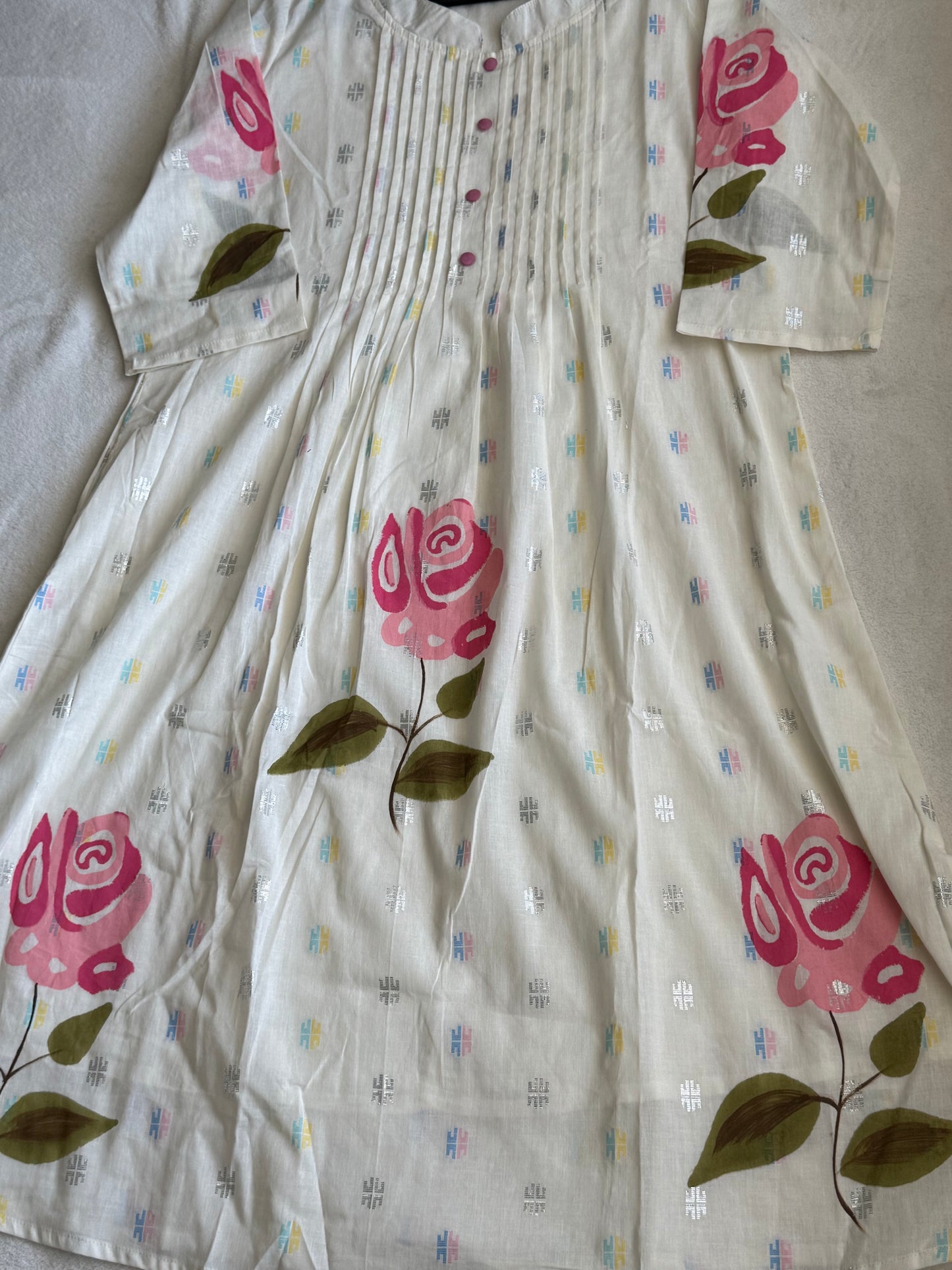 Pure cotton handpainted kurti and pant set