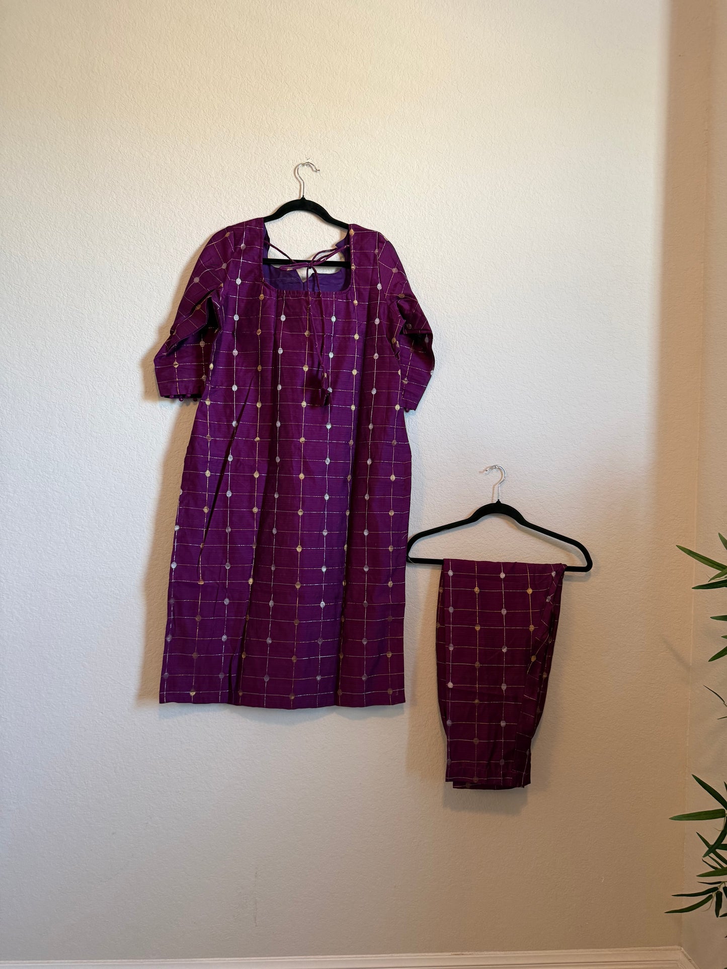 Magenta Raw Silk Customized Festive Coord Set