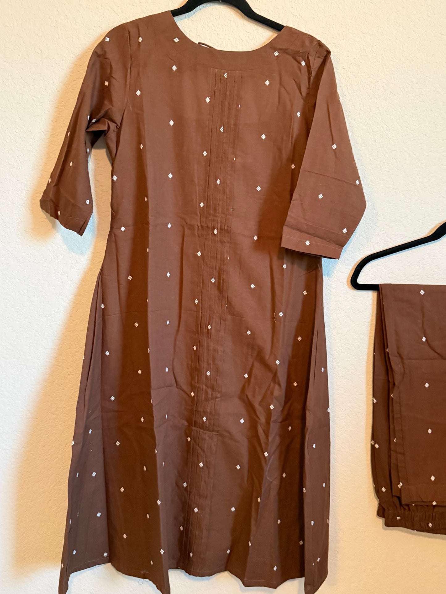Brown Cotton A-line Customized Coord Set