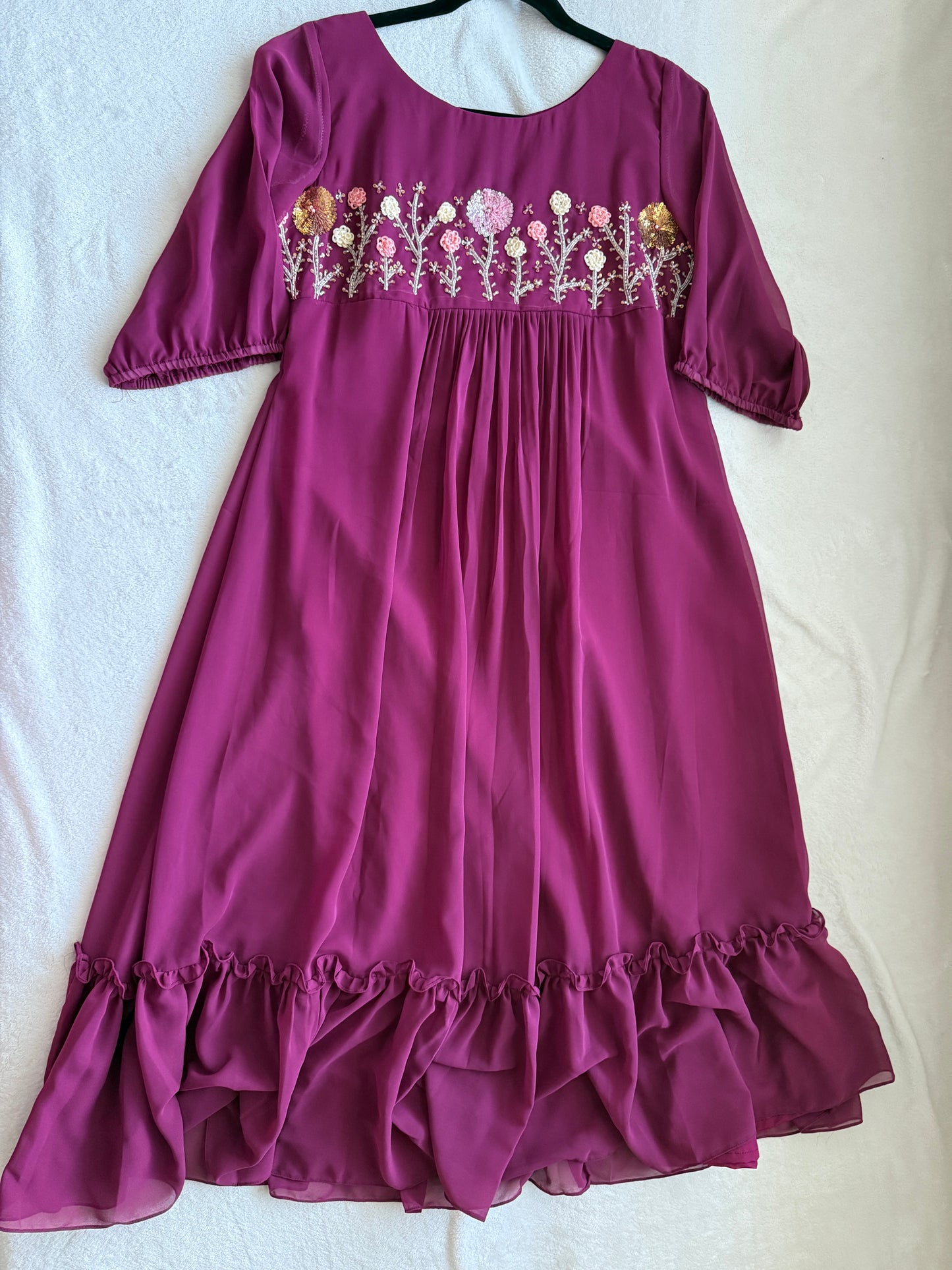 Magenta pink wine customized handwork tunic