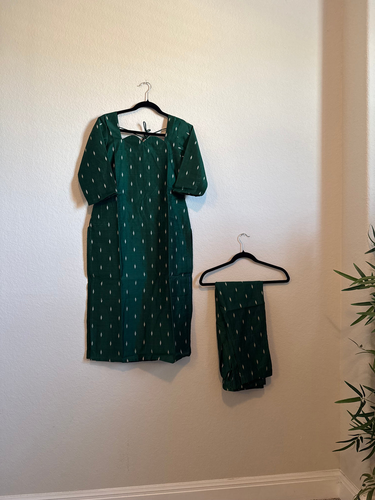 Green Raw Silk Customized Festive Coord Set