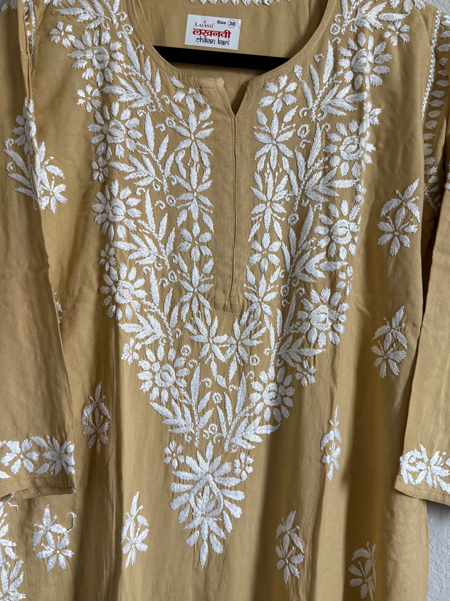 Biege Rayon Chikankari Coord Set - Top with Palazzo