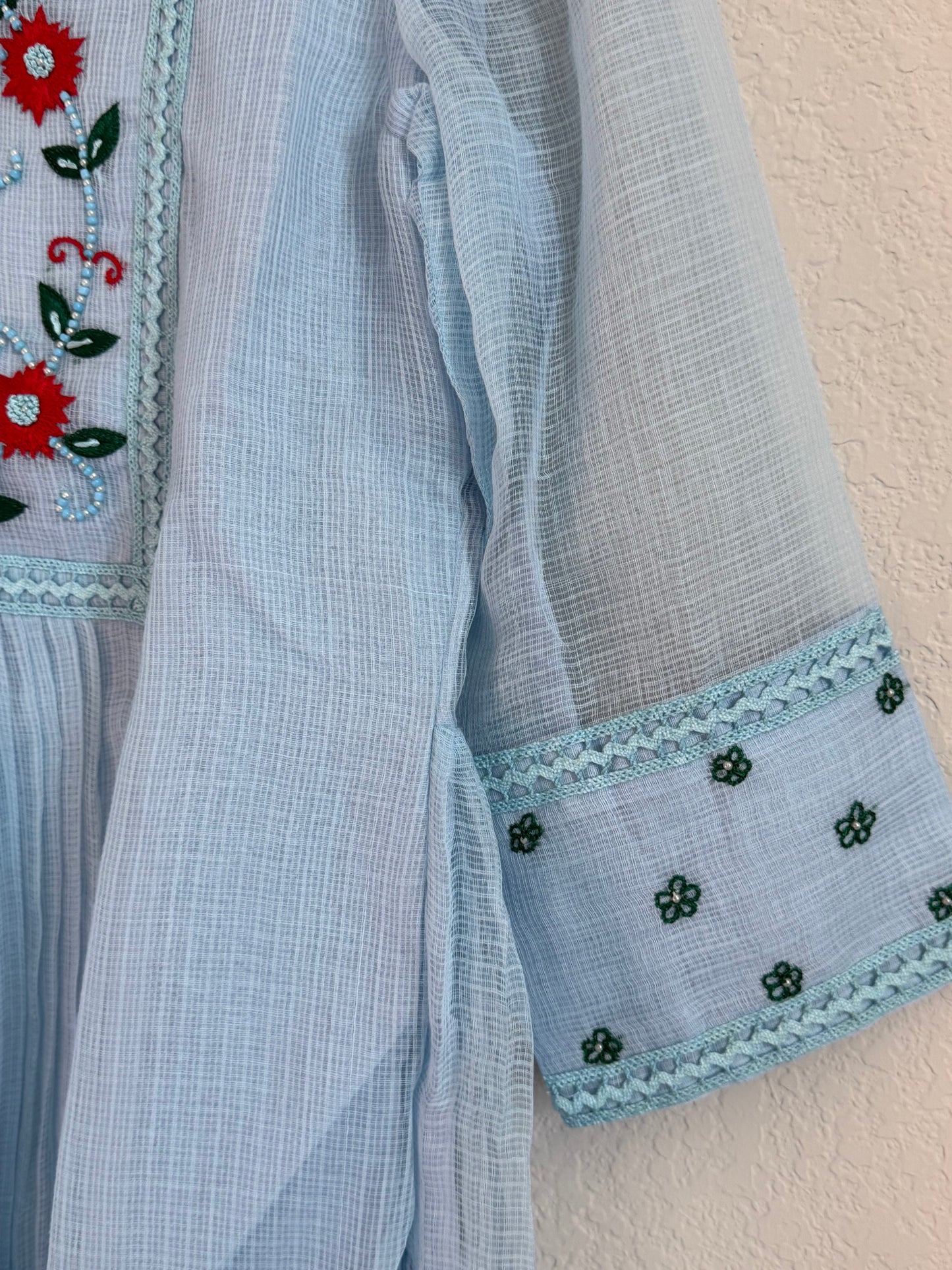 Powder Blue Kota Maggam Work Dress