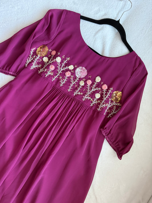 Magenta pink wine customized handwork tunic